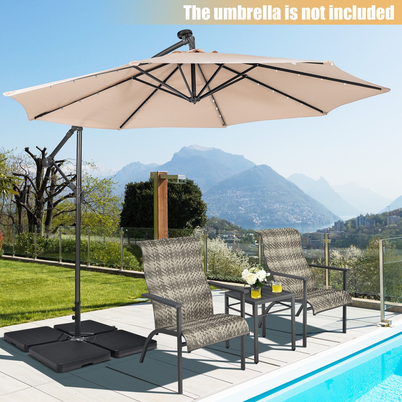 12 foot patio umbrella LAUSAINT HOME 12 FT Updated Outdoor Cantilever Umbrella, Offset Cantilever  Umbrella with 360 Rotation Design Garden, Pool, Backyard