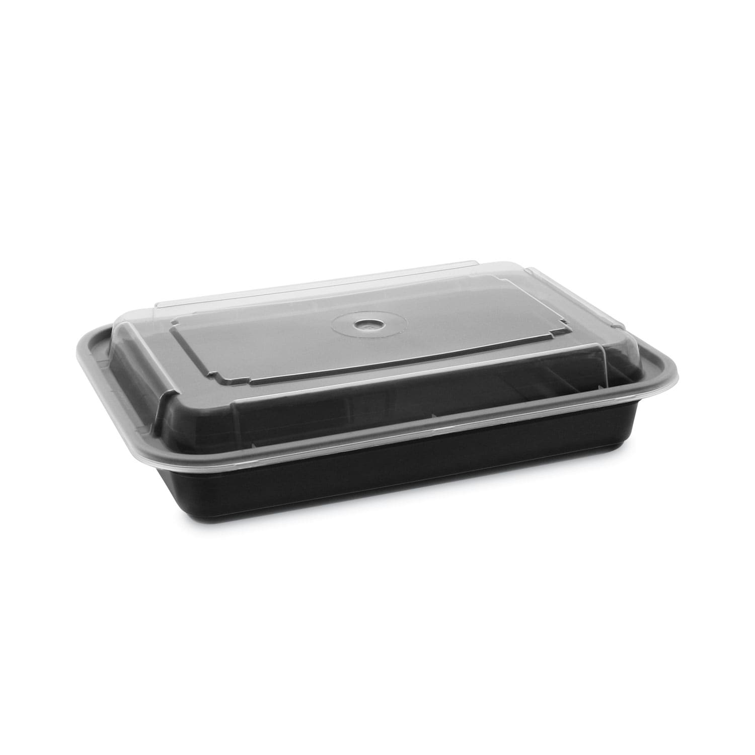 pactiv evergreen Newspring VERSAtainer Microwavable Containers 28 oz 8.8 x 6 x 2 Black Base/Clear Lid Plastic 150/Carton