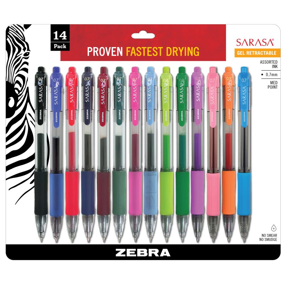 Zebra Sarasa Gel Pen, Assorted, Medium, PK10 46881