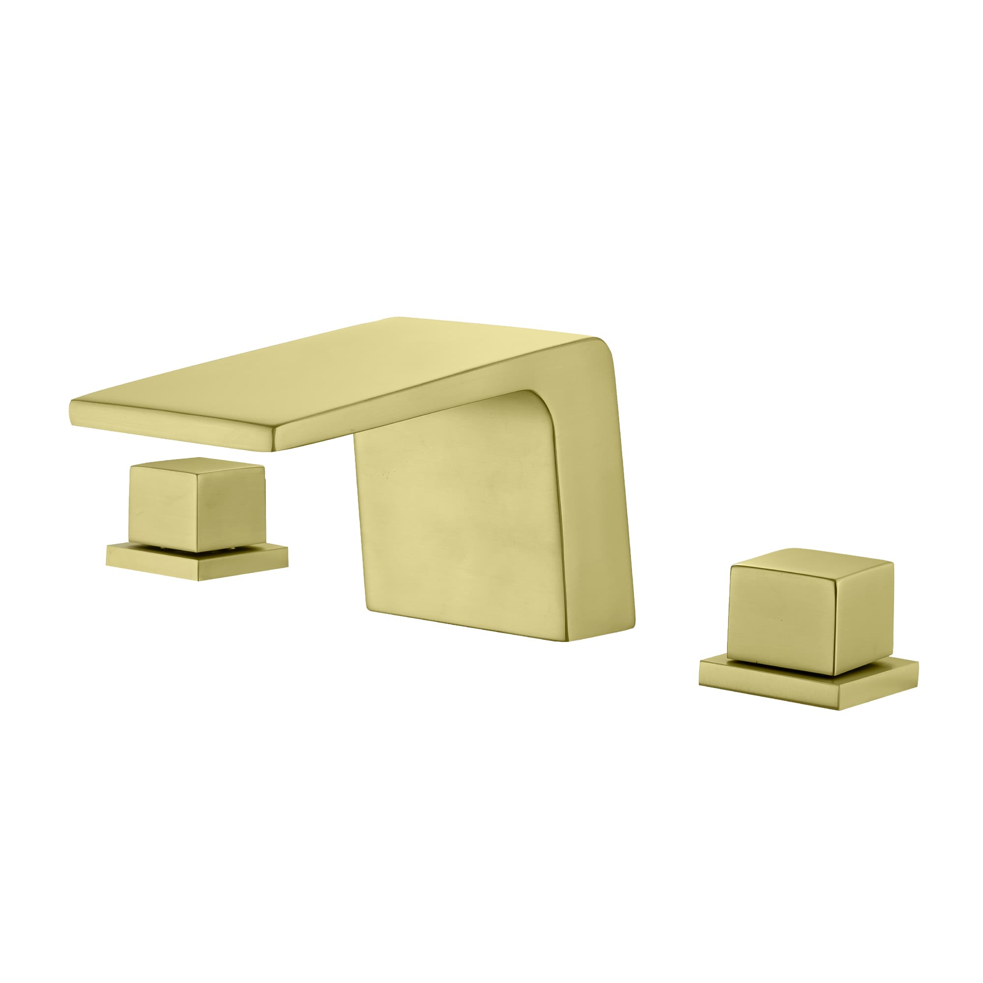Mondawe MD1518BG Brushed Gold Widespread 2-handle Low-arc Commercial/Residential Handle Bathroom Sink Faucet