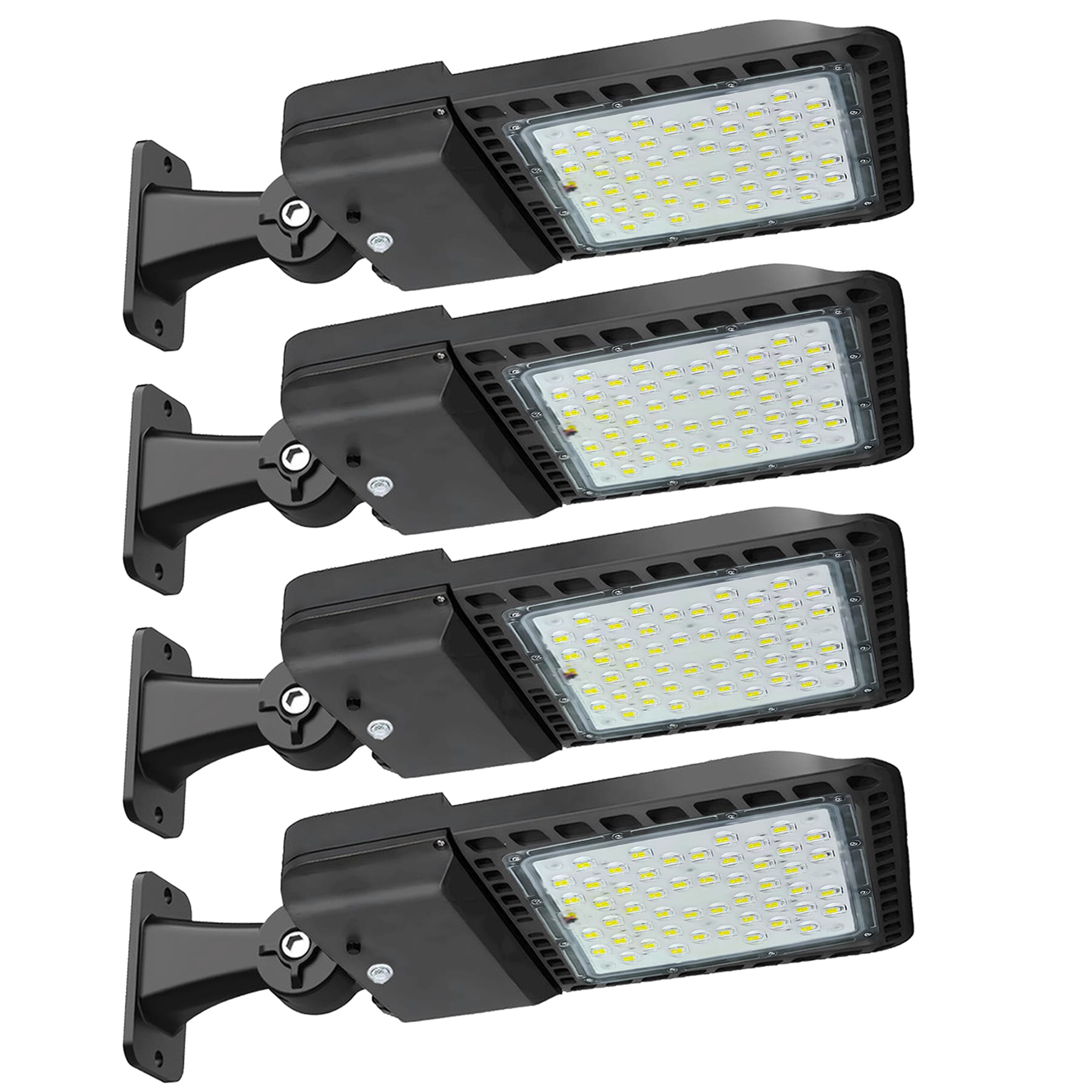 SEURON 4 Pack 200W LED Parking Lot Shoebox Lights with Photocell Arm Mount 28000LM 5000K IP65 Waterproof for Warehouse