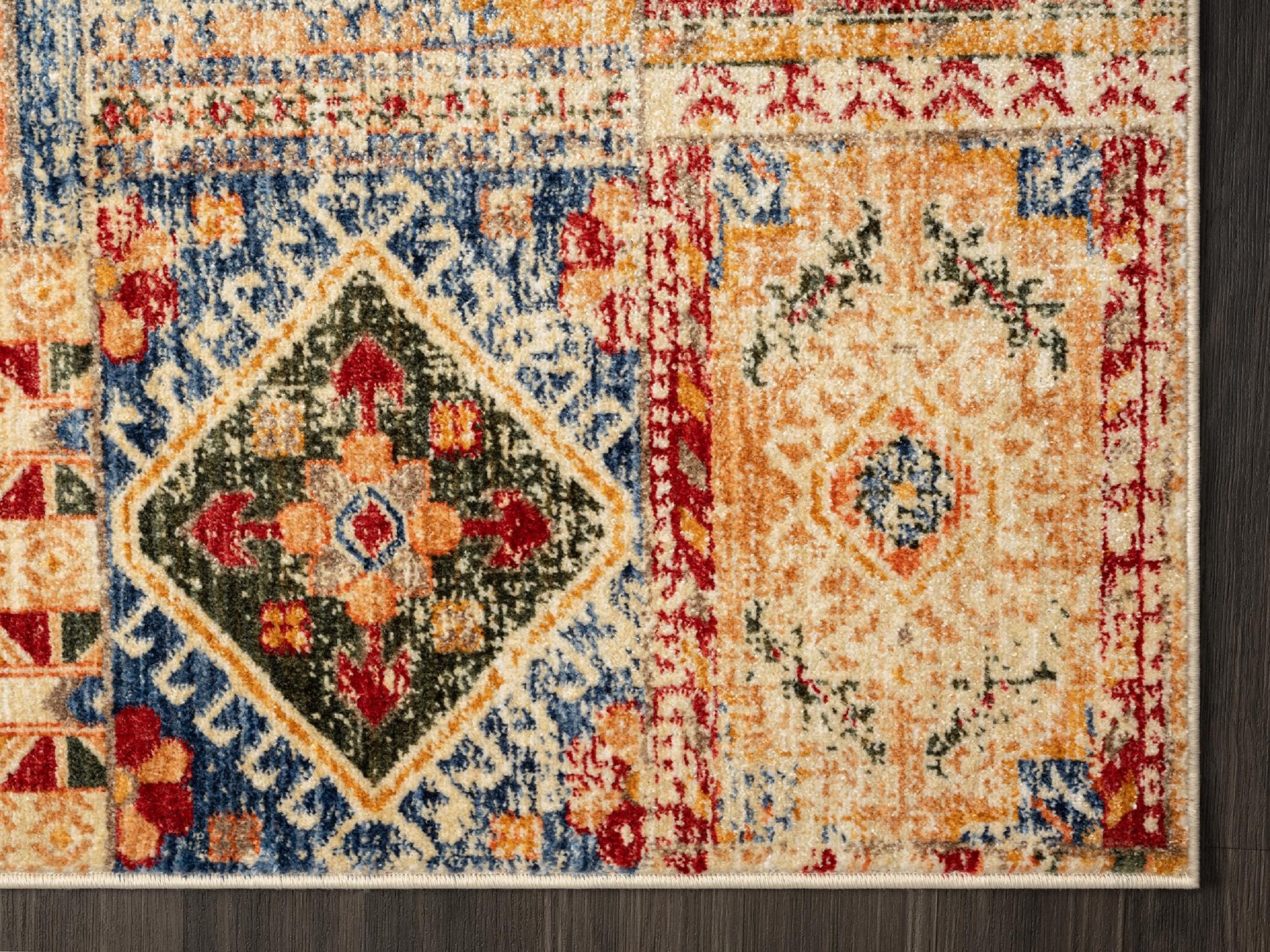 Heriz 8 x 11 Blue Abstract Synthetic Rectangular Rug