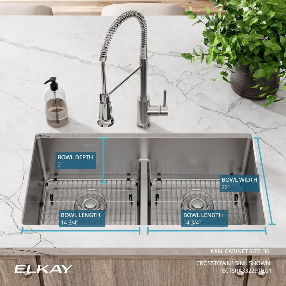 Elkay Crosstown Dual Mount 33 In X 22 In Polished Satin Stainless Steel