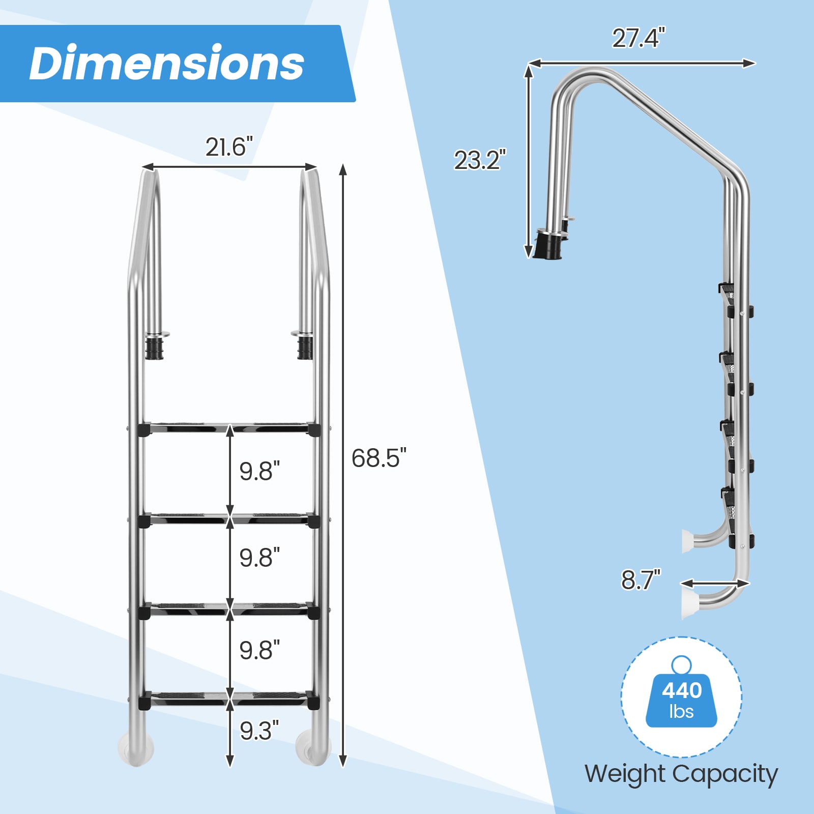 Slickblue D-CO-00521PN Above-Ground-Pool-Lad-Steps - View #3