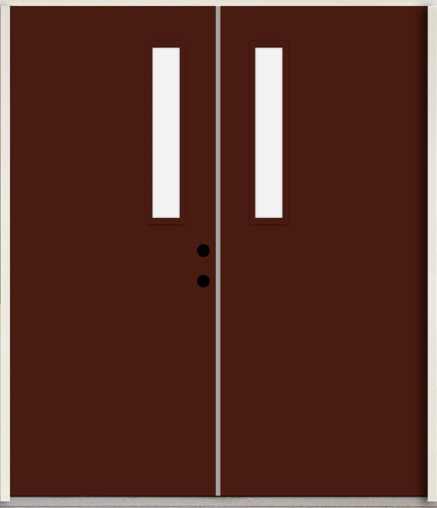 RELIABILT LO1063250 Spotlights 72-in x 80-in x Fiberglass 1/4 lite Left-hand inswing Currant Paint Painted Prehung Double Front Door Insulating core