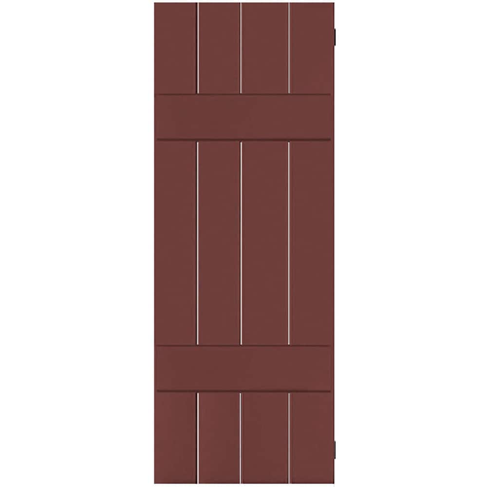 Ekena Millwork RWB15X063CRM 15-in W x 63-in H Cottage Red Board and batten Wood Exterior Shutters ( 2 -Pack )