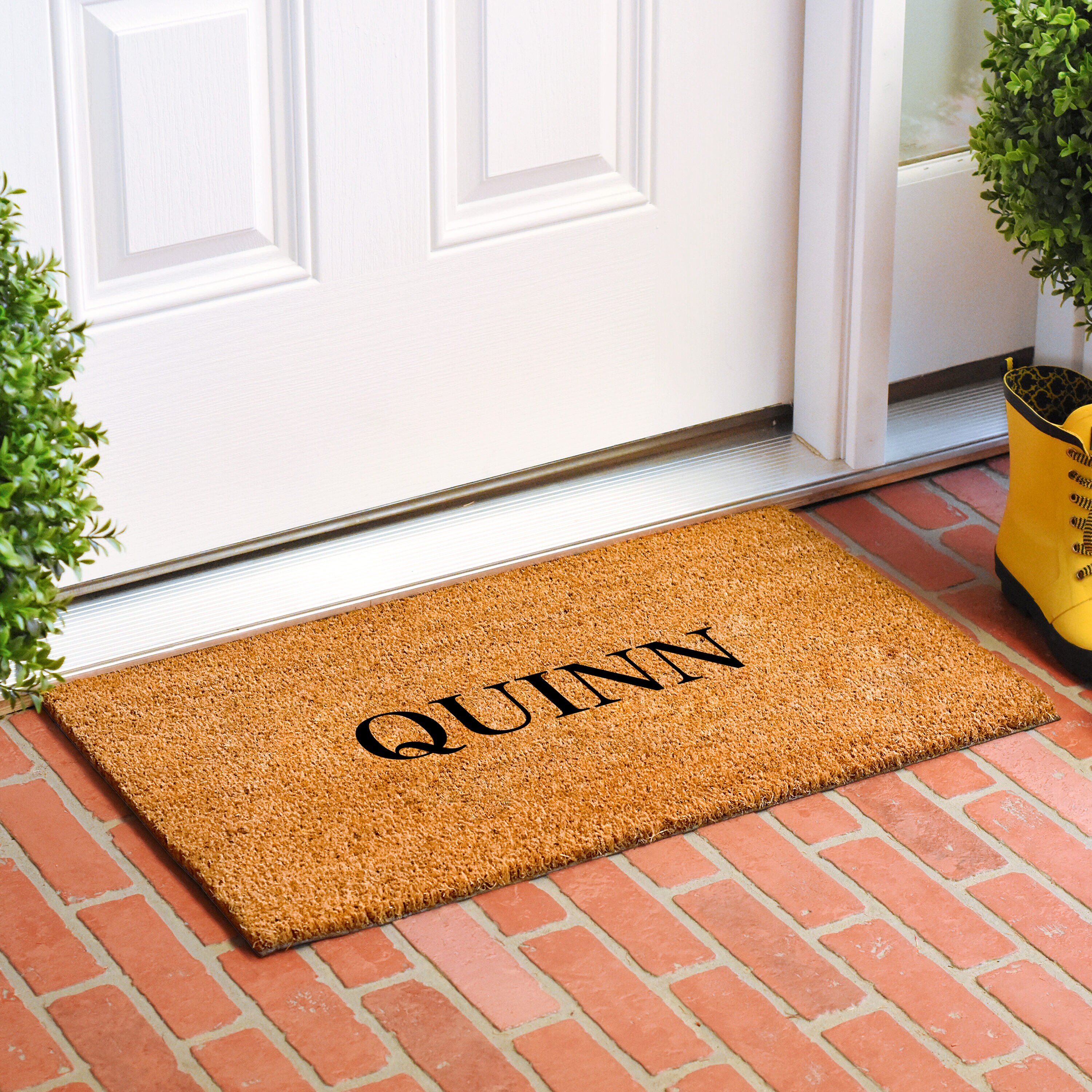 Quinn Personalized Natural Coir Outdoor Doormat 17" x 29"