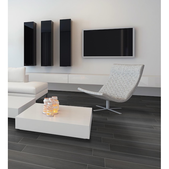 American Villa Twilight Graphite 6-in x 36-in Glazed Porcelain Wood Look Floor Tile American Villa Twilight Graphite 6-in x 36-in Glazed Porcelain Wood Look Floor Tile