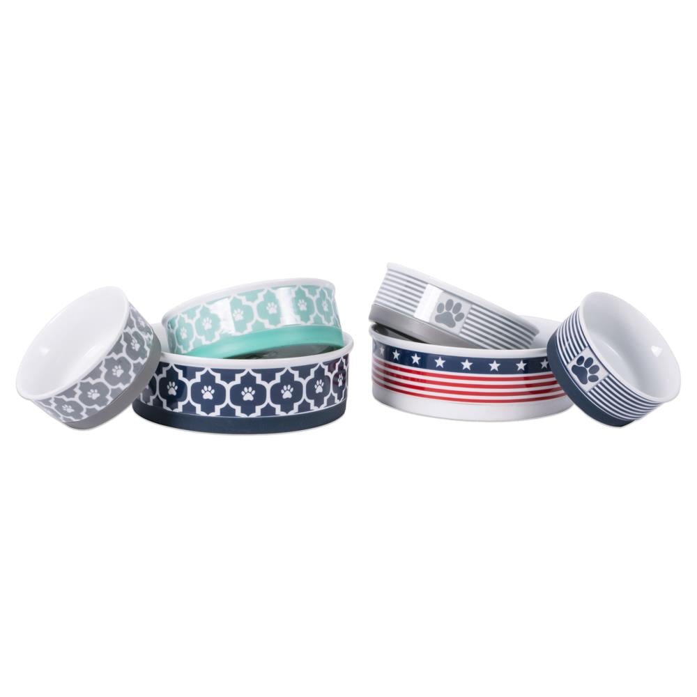 Aqua Porcelain Ceramic Pet Bowl with Non-Skid Base, 6x2 Inch