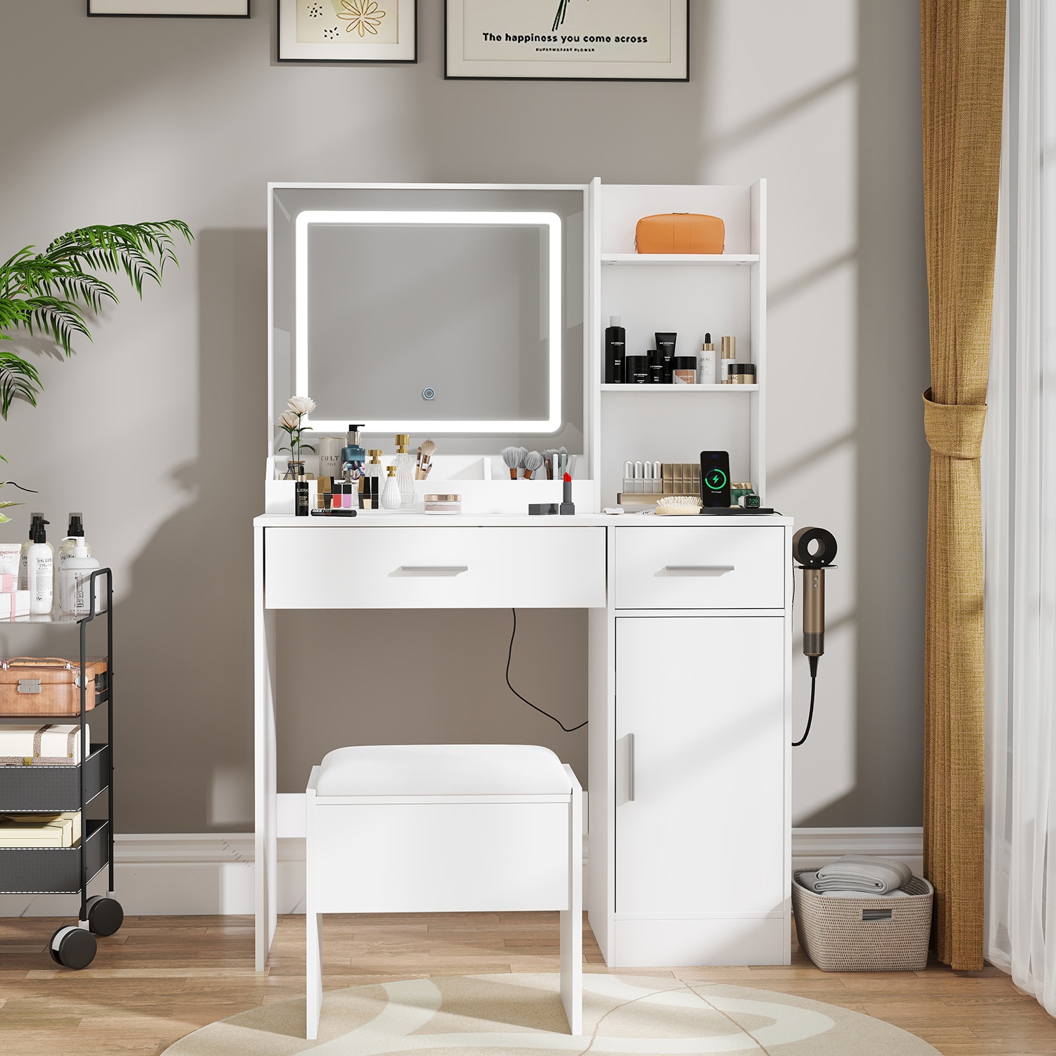 GZMR 35.43-in White Makeup Vanity