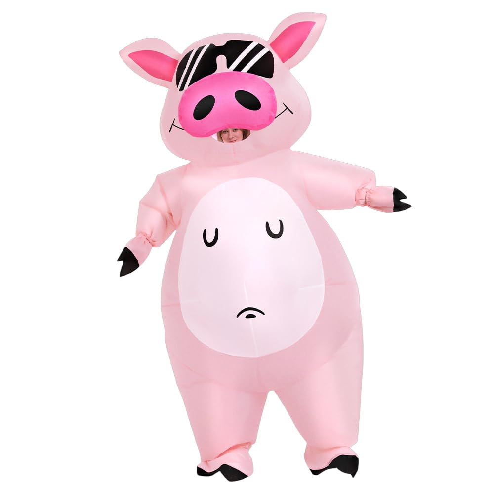 KOOY - Adult Inflatable Pig Costume Full Body Blow Up Suit with Blower Fan for Halloween and Cost...