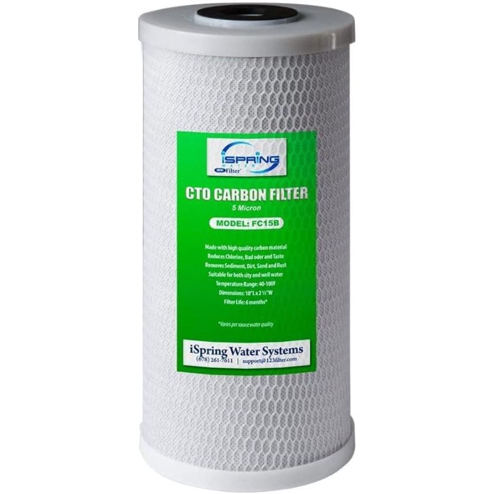 iSpring FC15B 5-Micron Coconut Shell Activated CTO Carbon Block Water Filter Replacement Cartridge for Under Sink and Whole House Water Systems Whole House 6-Months Replacement Filter