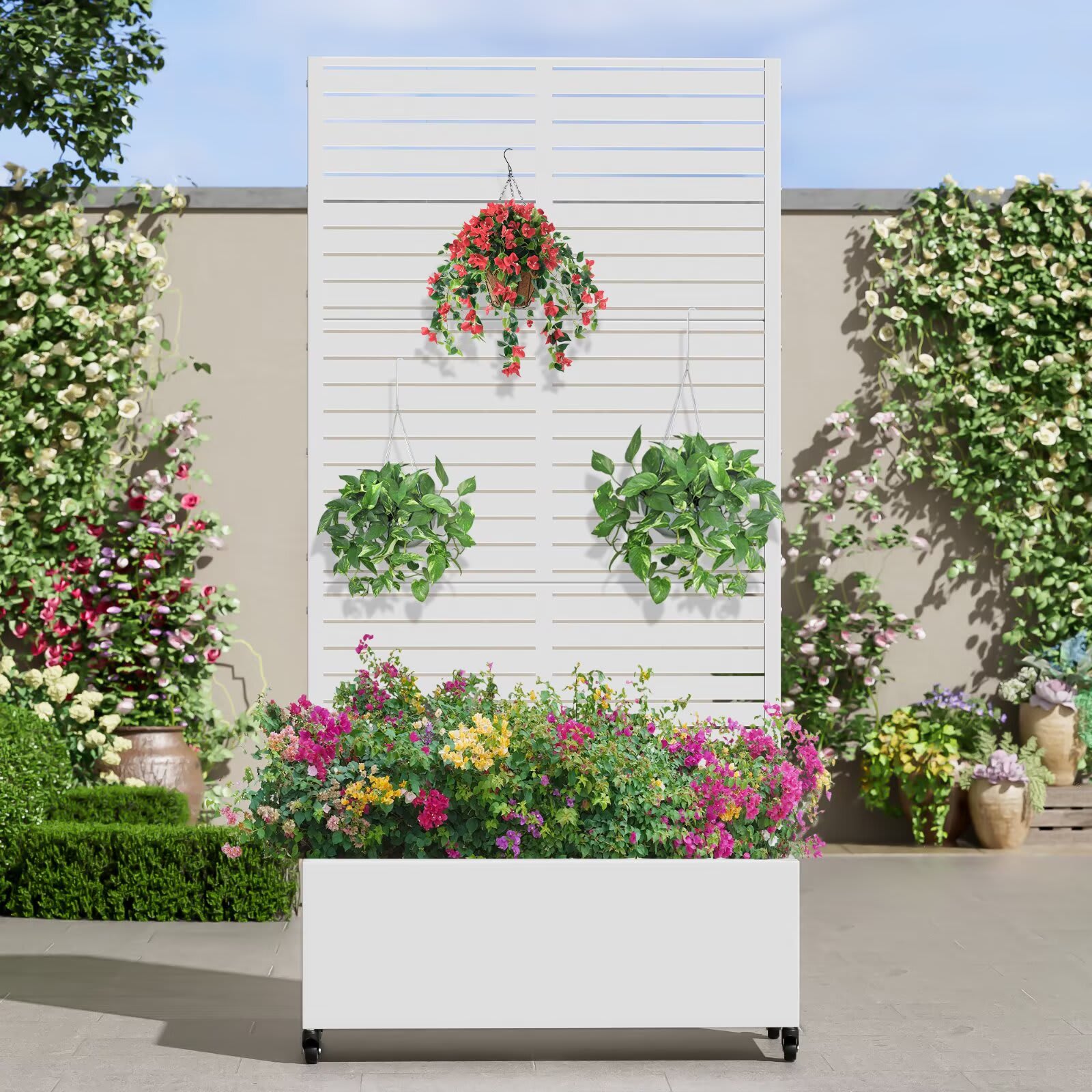 Dovelina LS0103-92503 Metal Planter Box with Trellis