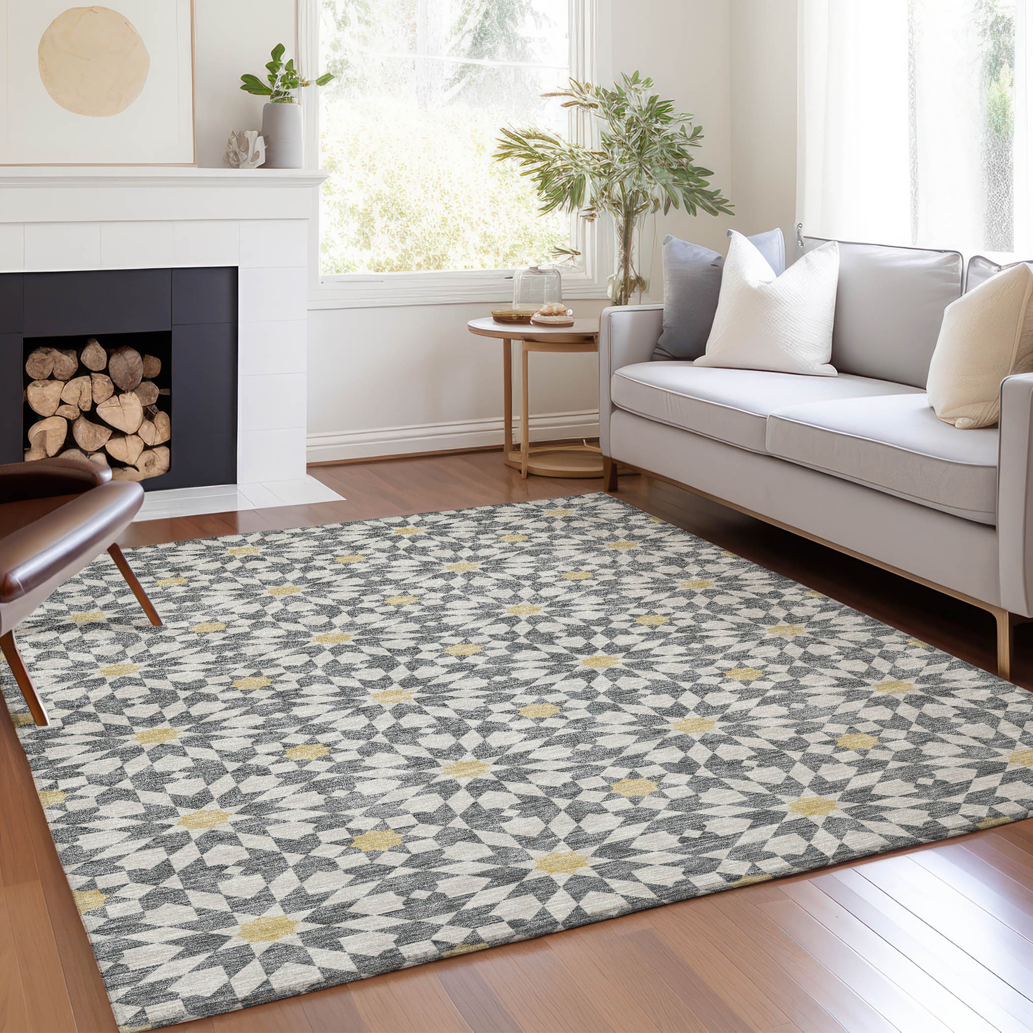 Addison Rugs ACN734GY10X14 Chantille ACN734GY 10 x 14 (ft) Polyester Gray Rectangular Indoor/Outdoor Geometric Machine washable Area rug