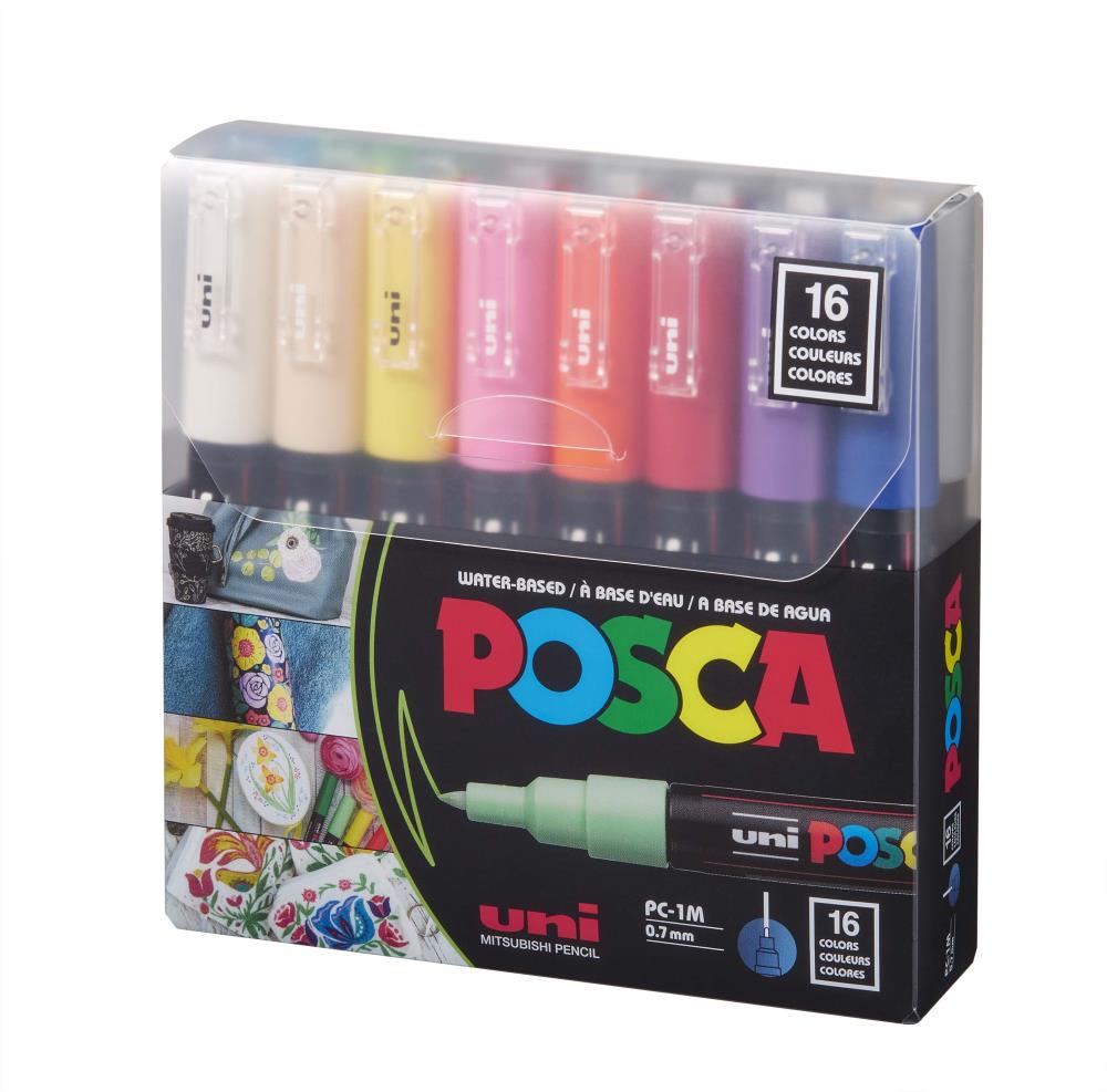 Posca 153544848 2.5 mm Bullet Tip Waterbased Paint Marker - Assorted  Colours (Pack of 16)