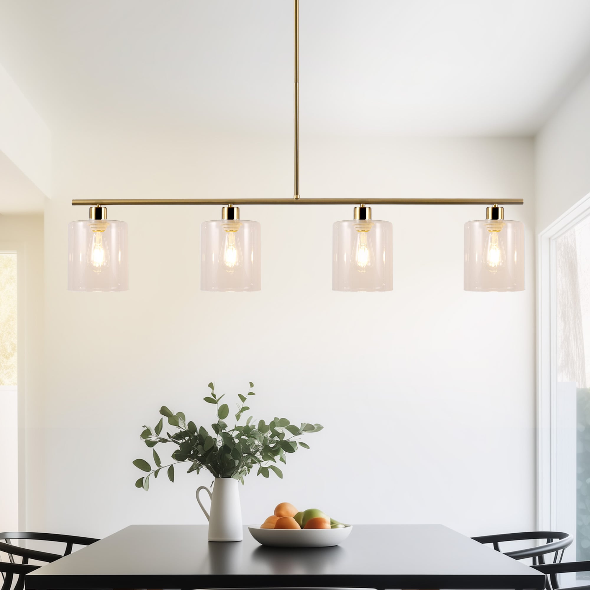 YANSUN LA-IP01401DGD-11 4 -Light Gold Modern/contemporary Clear glass Linear Large Hanging Kitchen island light