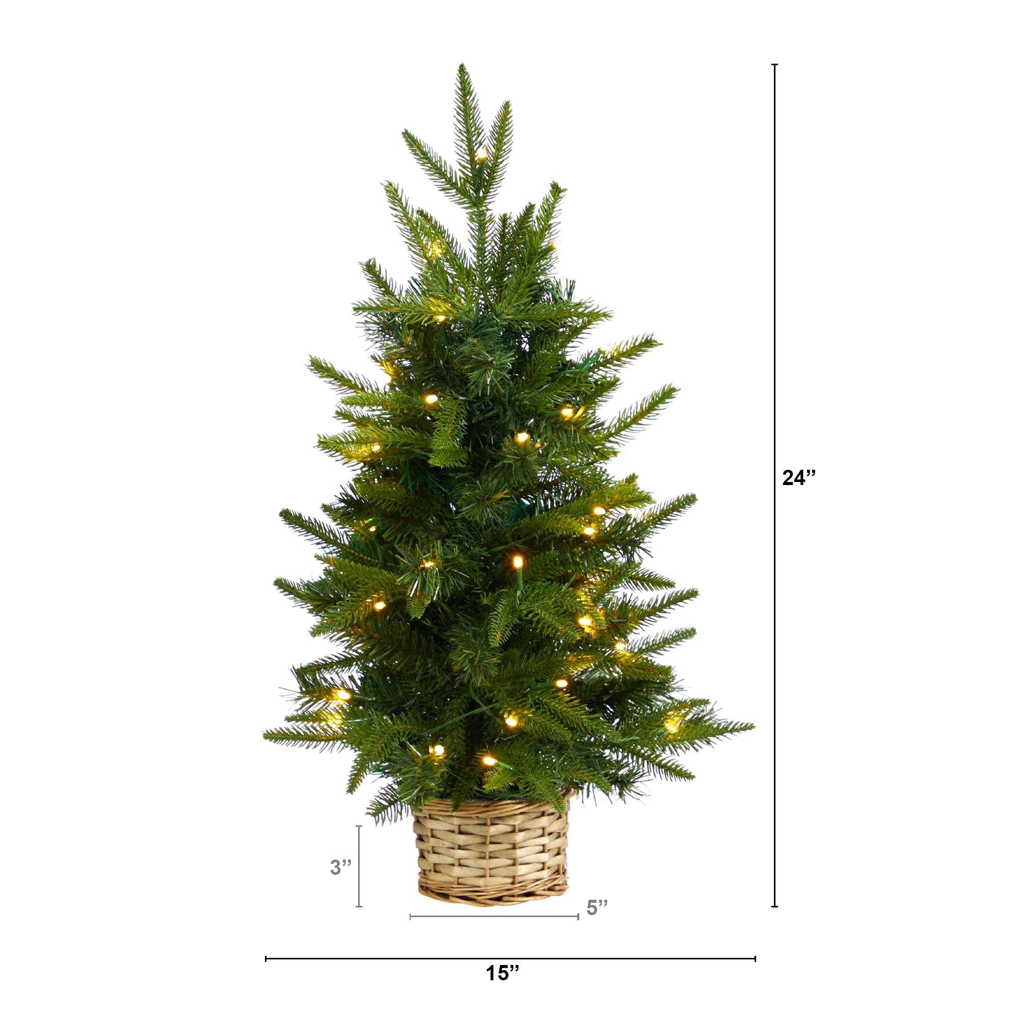 Nearly Natural 2 Ft Scotch Pine Pre Lit Artificial Christmas Tree With