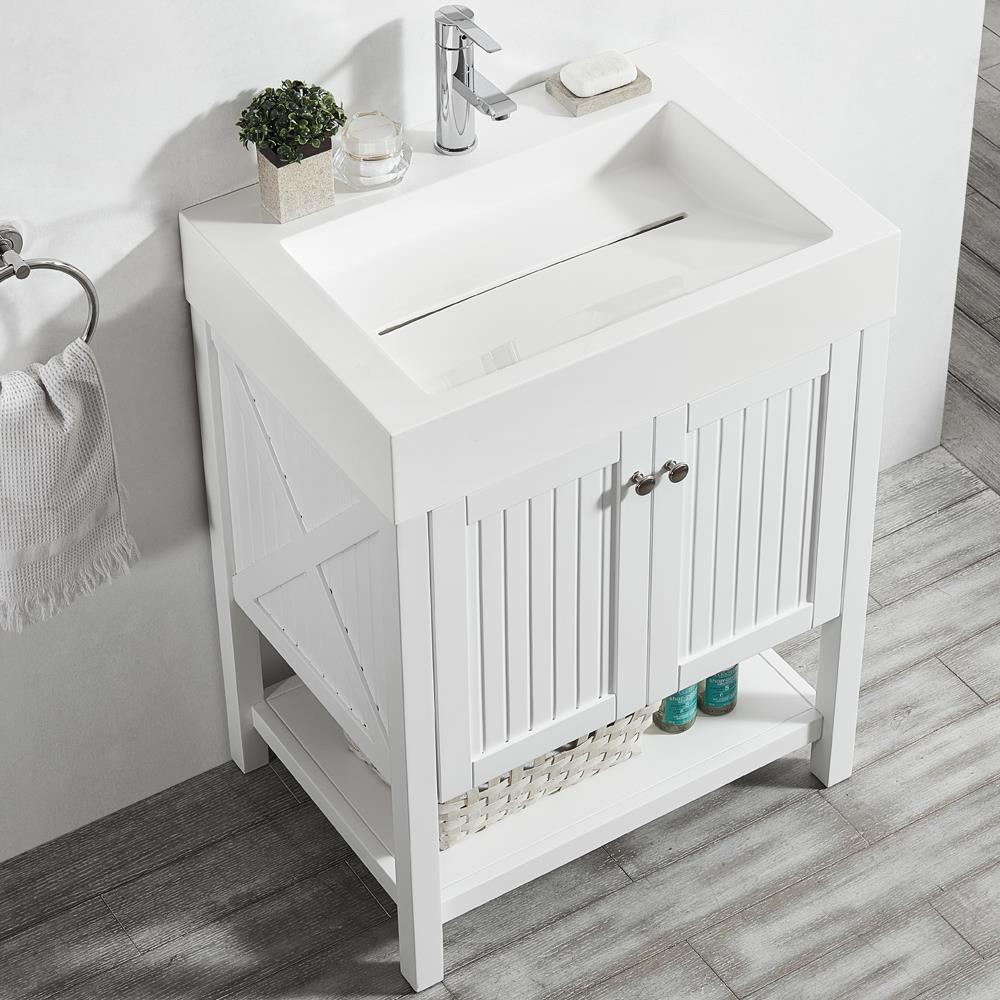 Vinnova Pavia 28-in White Single Sink Bathroom Vanity with White ...