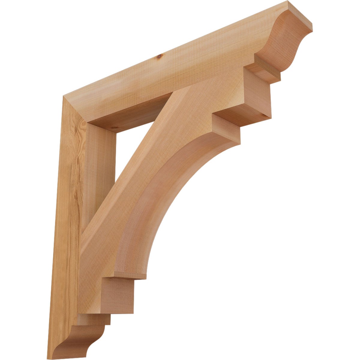 Ekena Millwork BKT04X26X26MRC01SWR Merced traditional smooth 3-1/2-in x 26-in x 26-in Western red cedar Brown Wood Standard bracket
