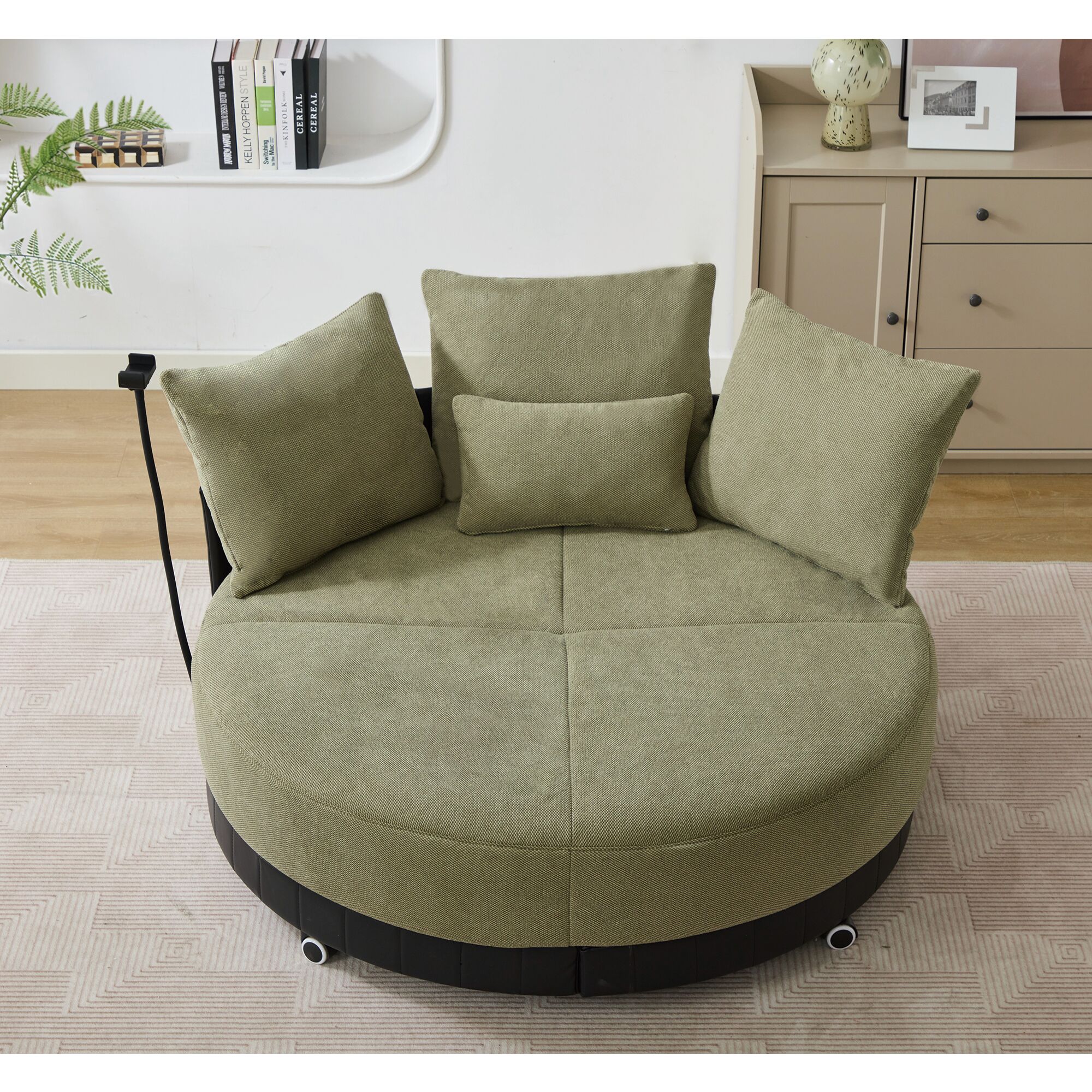 Mondawe MO-HS18358 Modern Green Swivel Barrel Chair