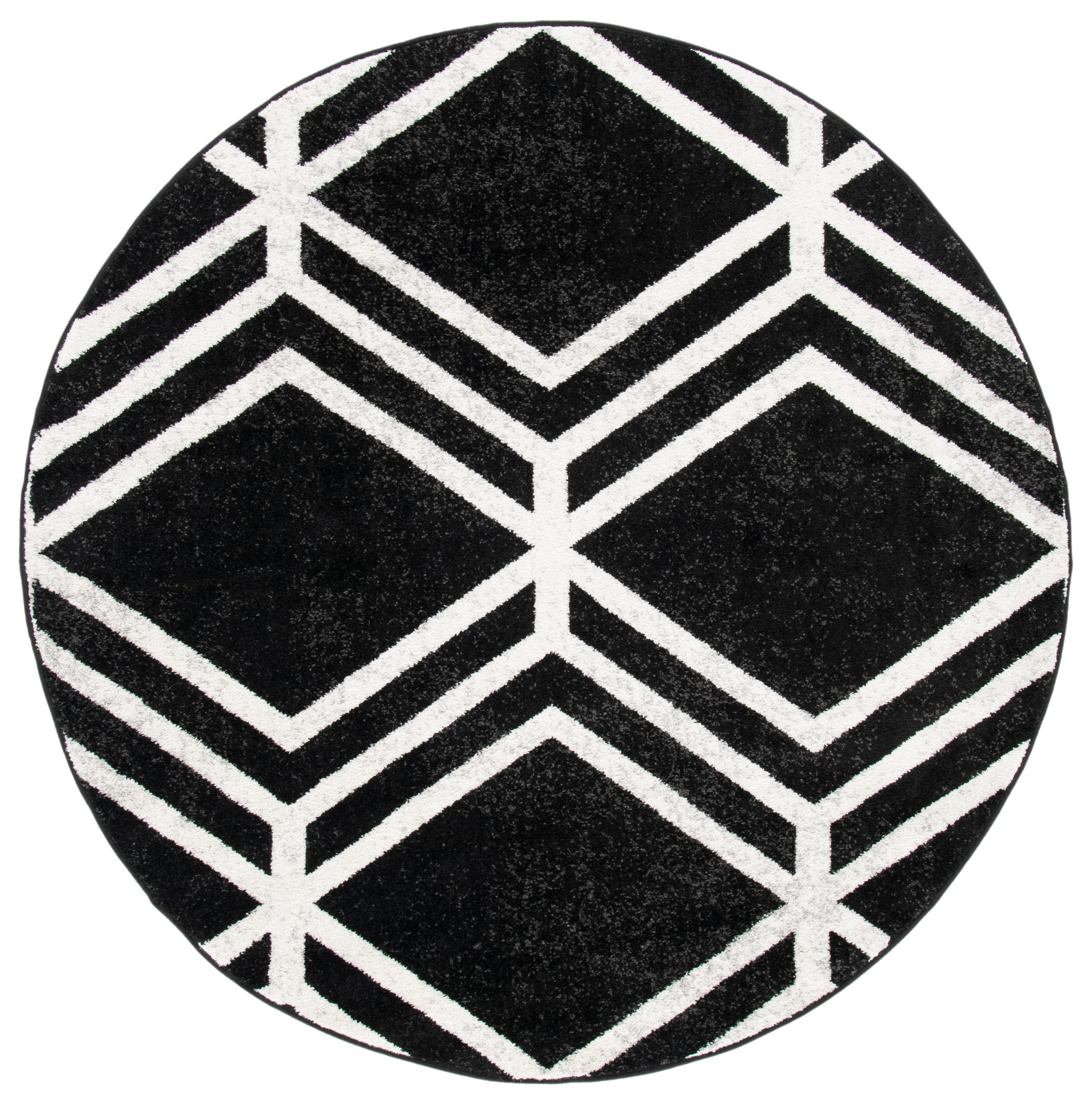 Safavieh ADR253H-6R Adirondack 6 x 6 (ft) Loomed Polypropylene Black/Ivory Round Indoor Geometric Bohemian/Eclectic Area rug