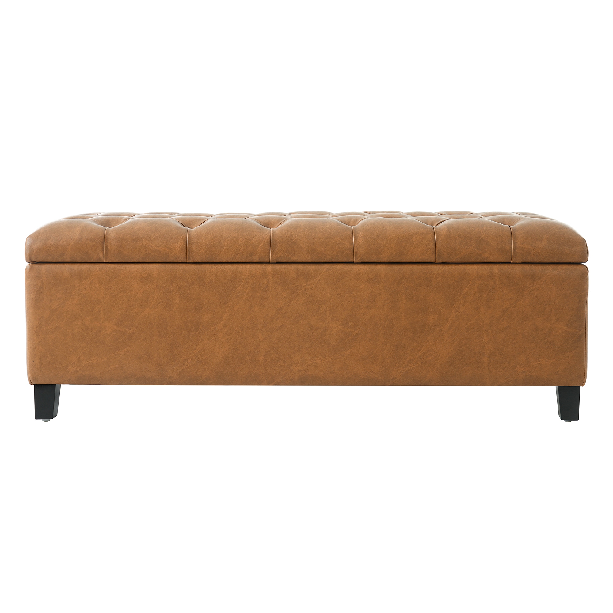Bybafun - Modern Brown Storage Bench with Storage 51.18-in x 17.52-in x 18-in