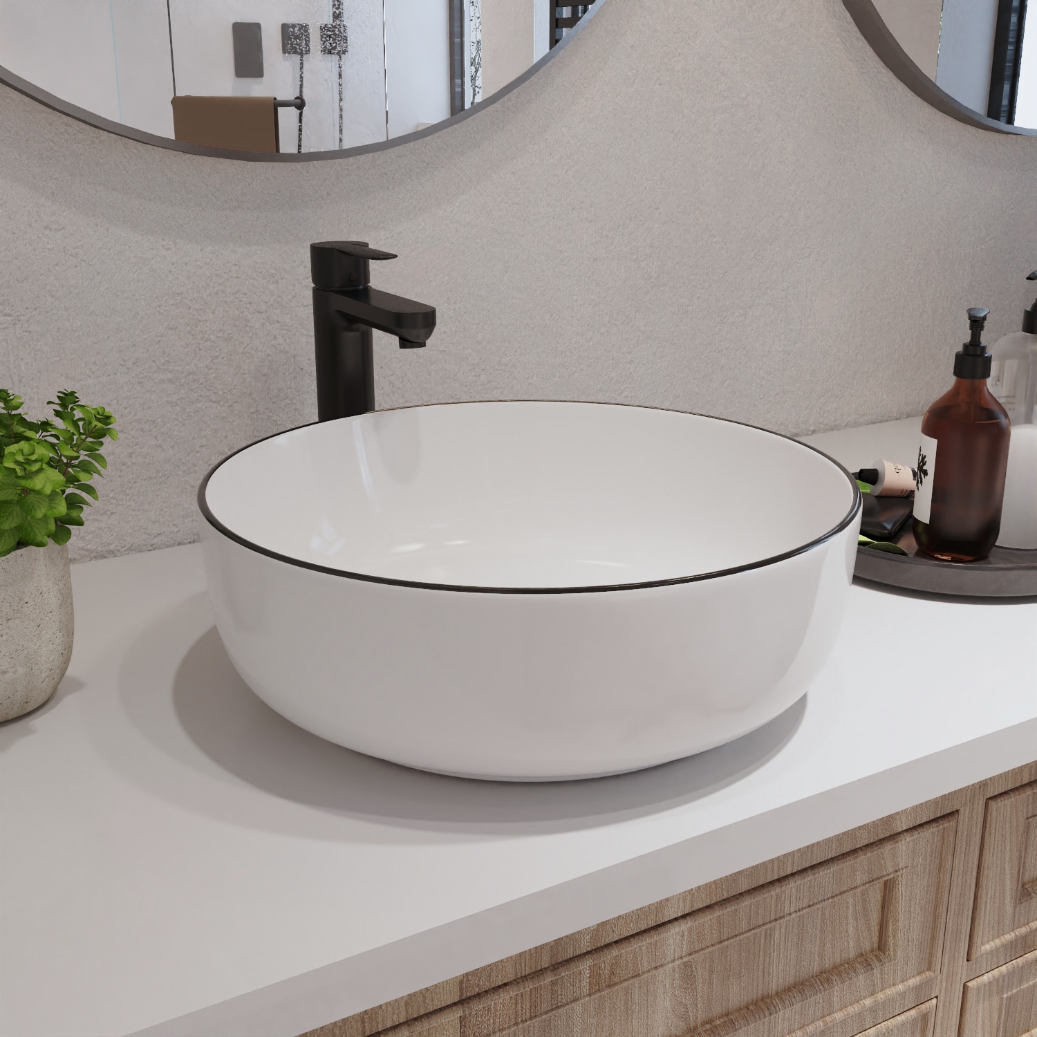 DeerValley DV-1V0030 Symmetry Ceramic Vessel Round Traditional White Bathroom Sink ( 16.34-in x 16.34-in )