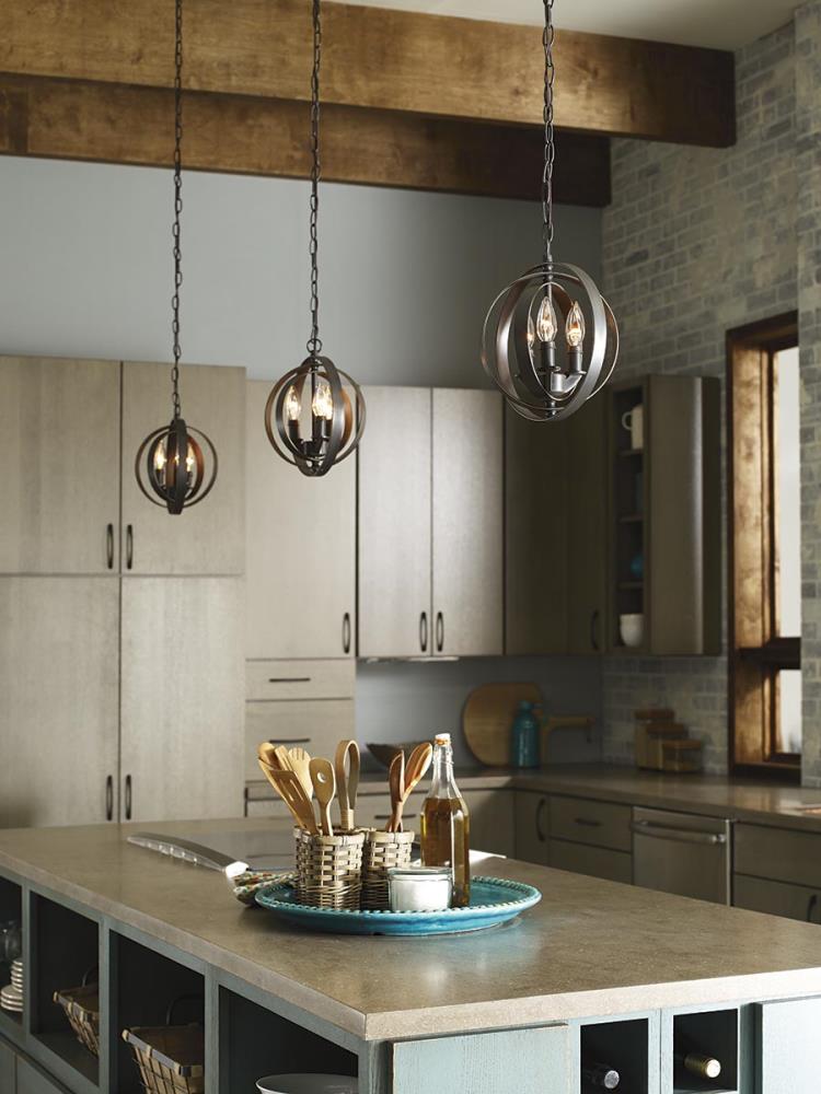 Antique Bronze 3-Light Globe Mini Pendant