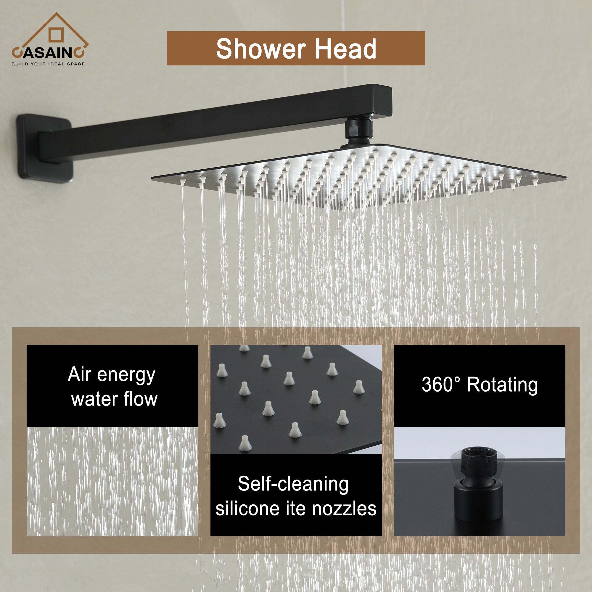 CASAINC CS3502-10MB Showerhead-Bar-Panels - View #10