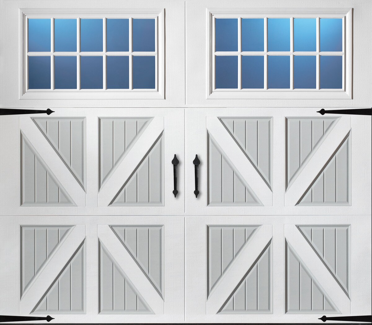 Pella 123572 9-ft x 7-ft Insulated True White-Gray Single Garage Door with Windows