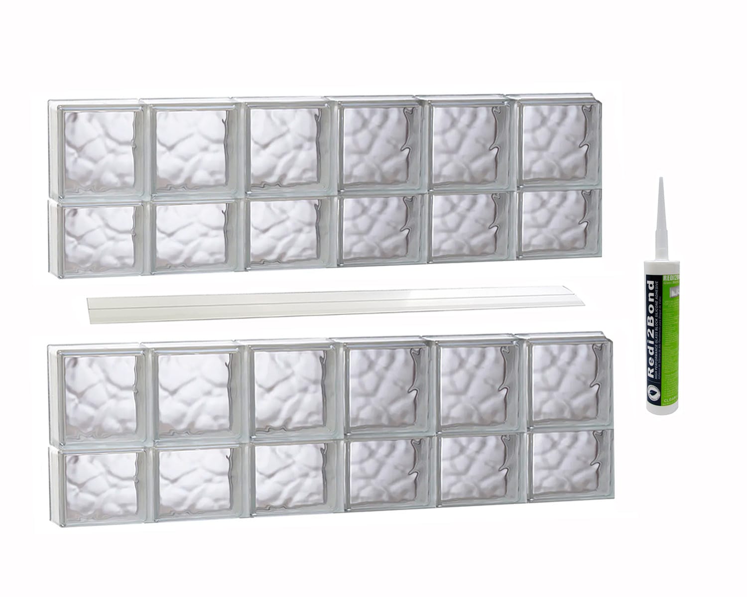 REDI2SET S4828DC Wavy Glass 46-1/2-in x 27-in Frameless Replacement Glass Block Window