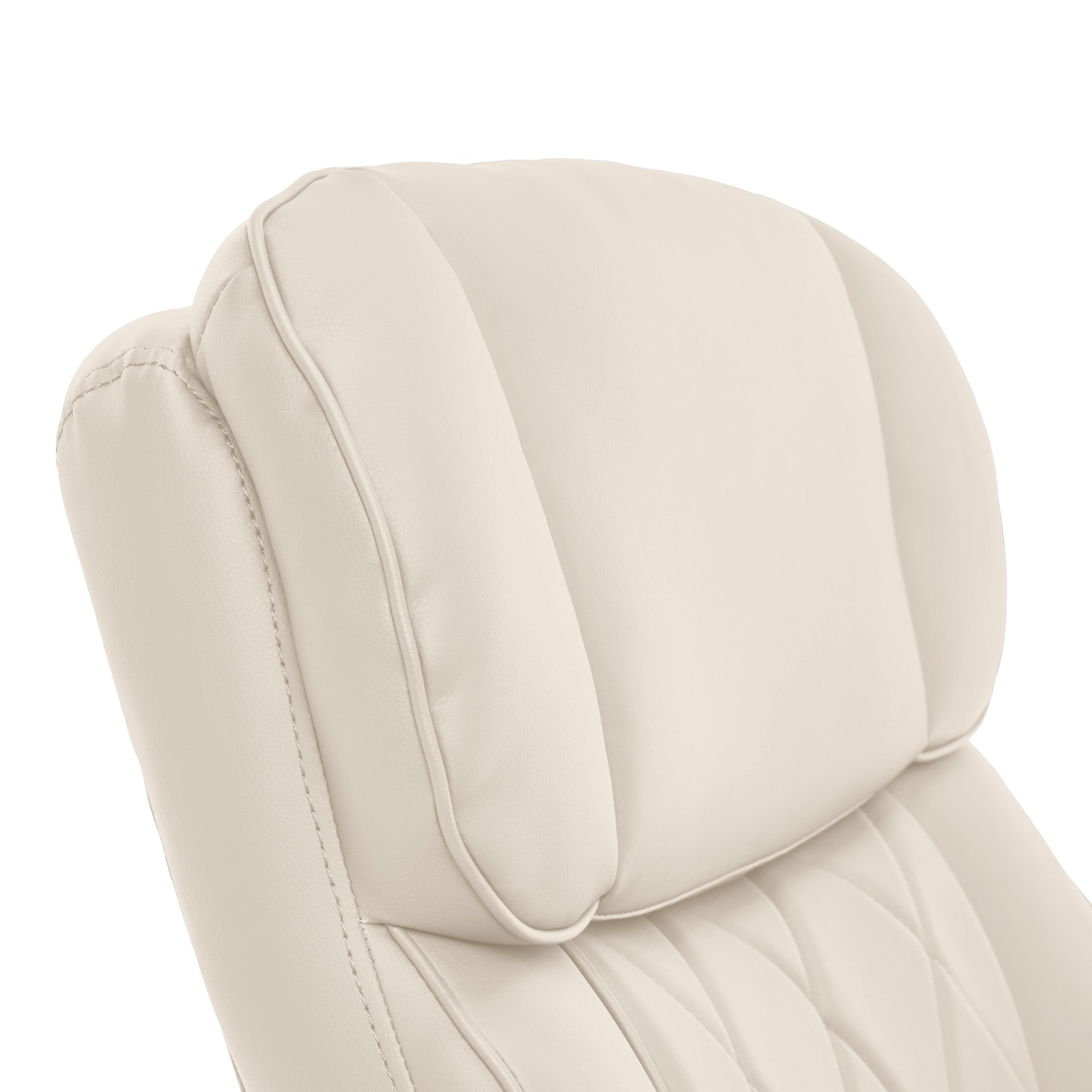 Ivory Bonded Leather Ergonomic Executive Office Chair with Chrome Base