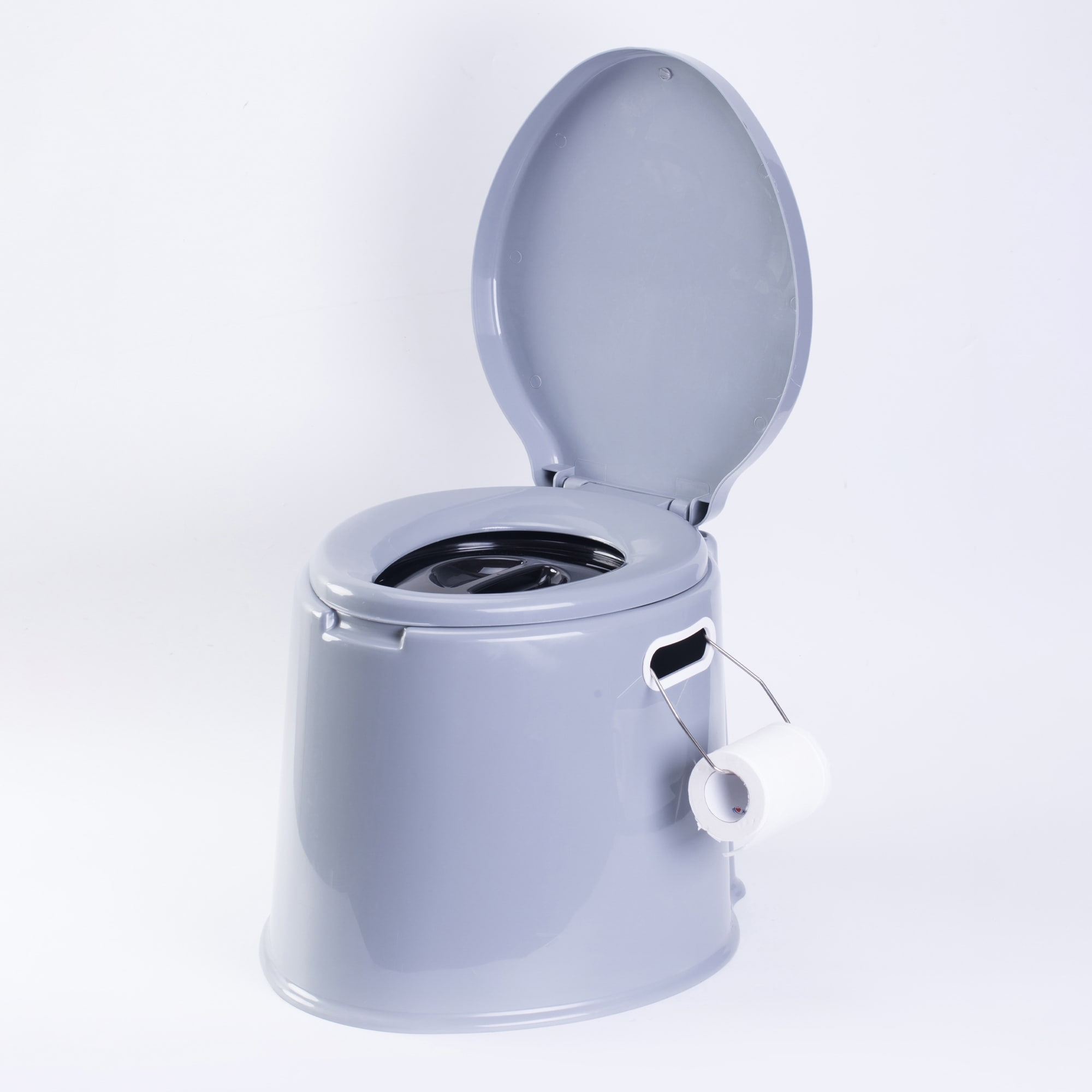 Playberg Gray Elongated Standard height Touchless Flush Soft Close Waterless Portable Toilet