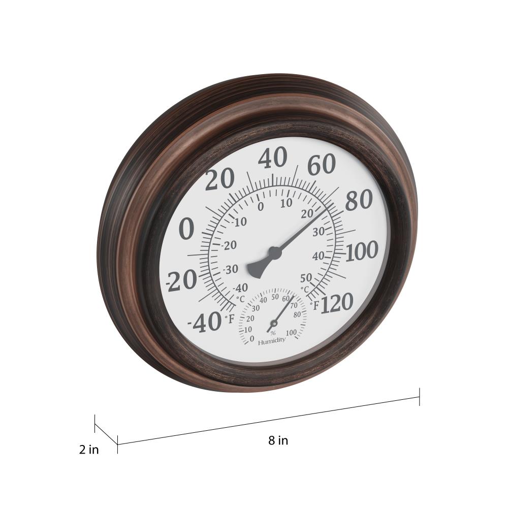 Nature Spring Analog Wired Indoor or Outdoor Bronze Modern Thermometer in  the Thermometer Clocks department at