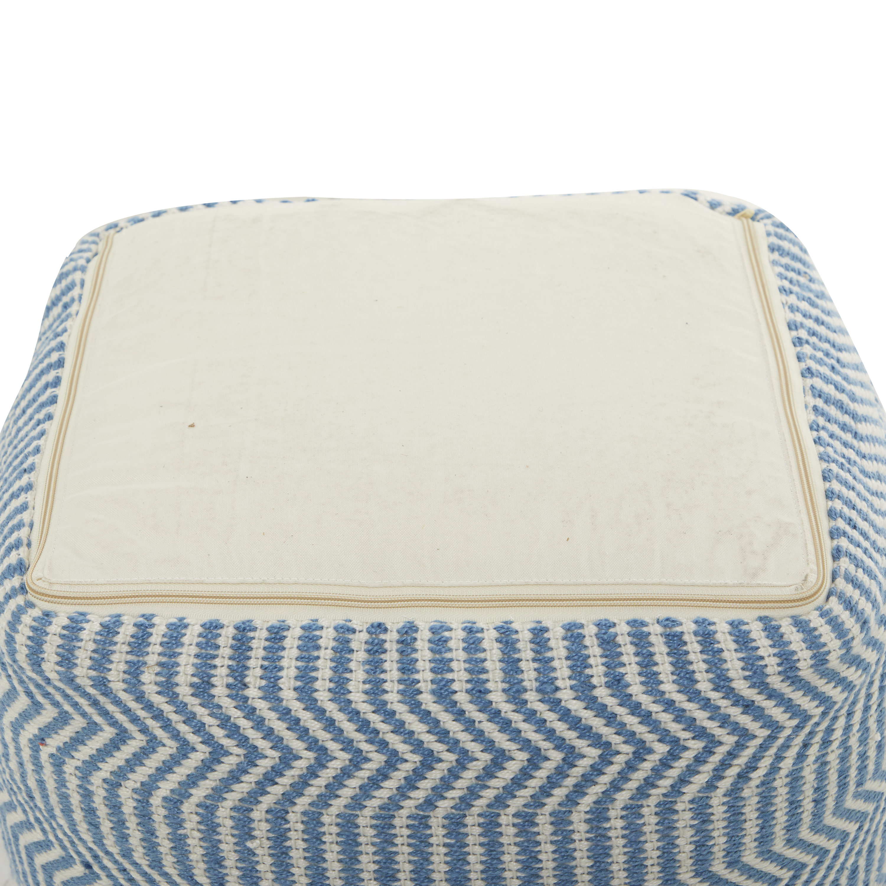 Grayson Lane Eclectic White with Chevron Pattern Ottoman in the Ottomans &  Poufs department at