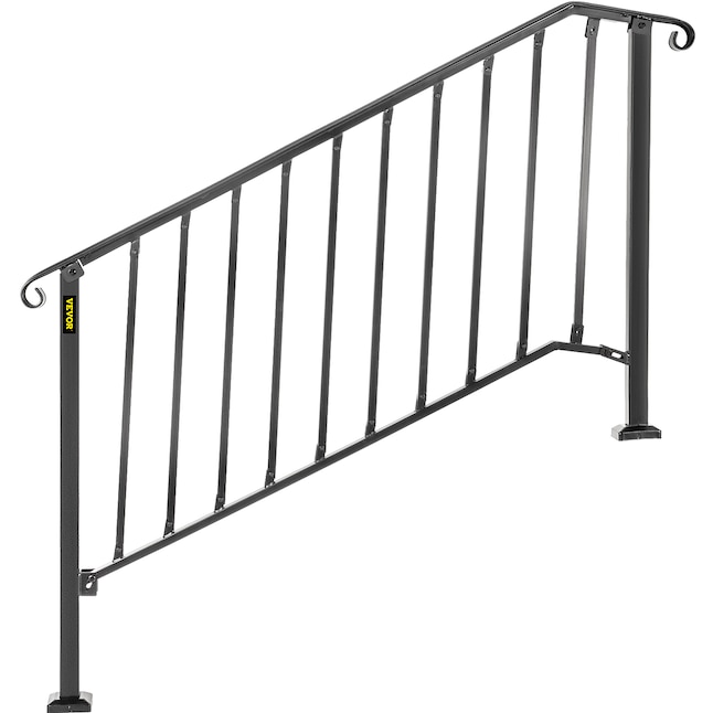 VEVOR Handrails Stair Railing 56-in x 2.4-in x 38.5-in Black Steel Deck ...