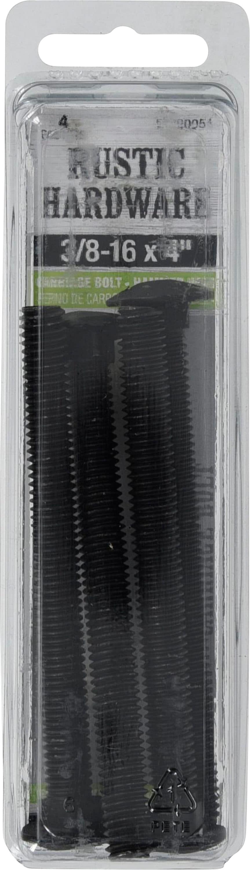 Hillman 21700054 3/8-in x 4-in Black oxide Coarse Thread Interior Carriage Bolt 4 -Count
