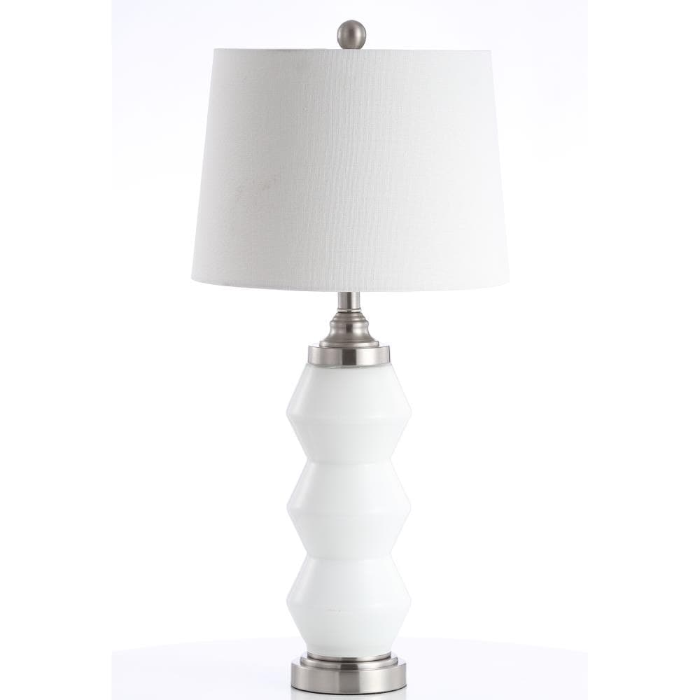 Safavieh TBL4207A Jayce 29.0-in White/Nickel LED Rotary socket Table Lamp with Fabric Shade
