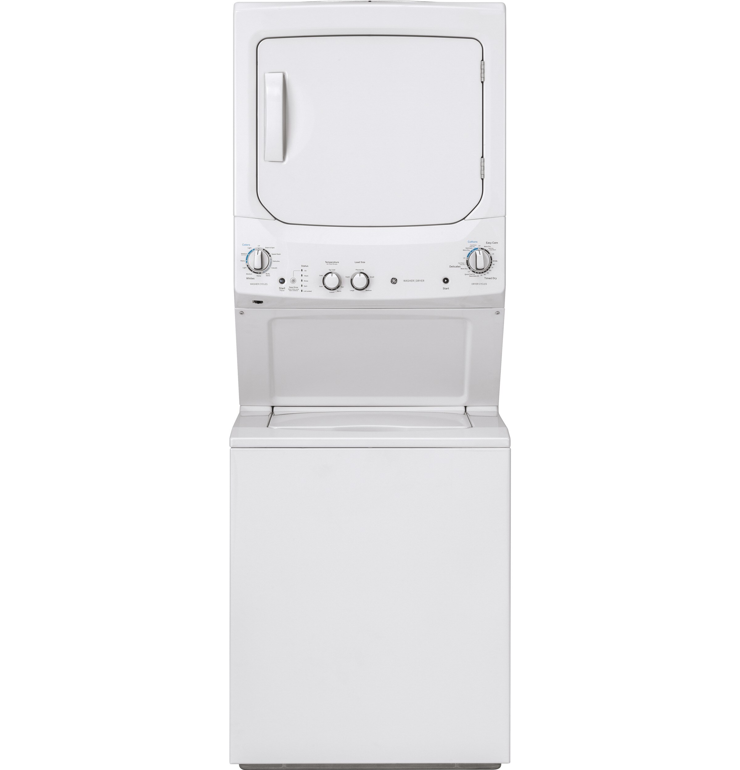 GE Gas Stacked Laundry Center with 3.8-cu ft Washer and 5.9-cu ft Dryer