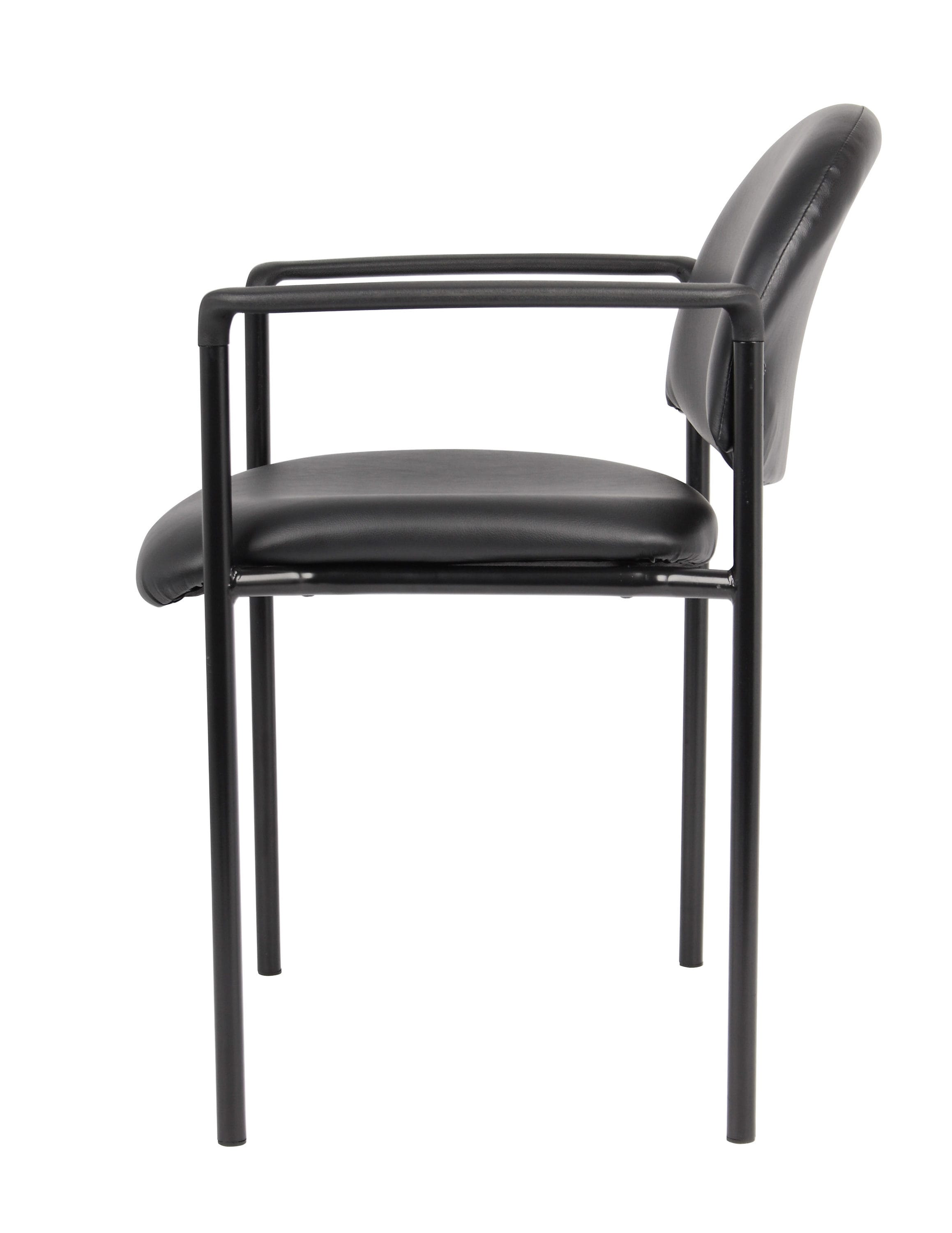 Contemporary Black Caressoft Stacking Chair with Metal Frame