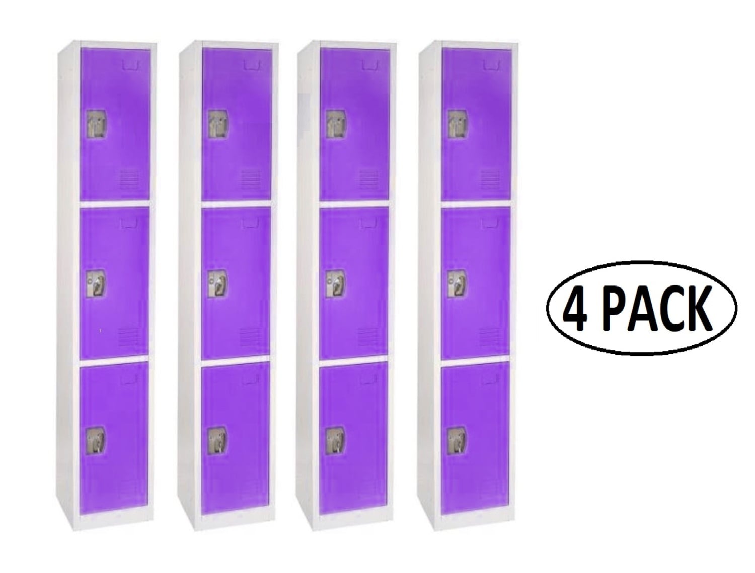 AdirOffice 629-203-PUR-4PK 12-in W x 72-in H x 12-in D Steel Full Storage Lockers 12-in W x 72-in H x 12-in D Steel Full Storage Lockers