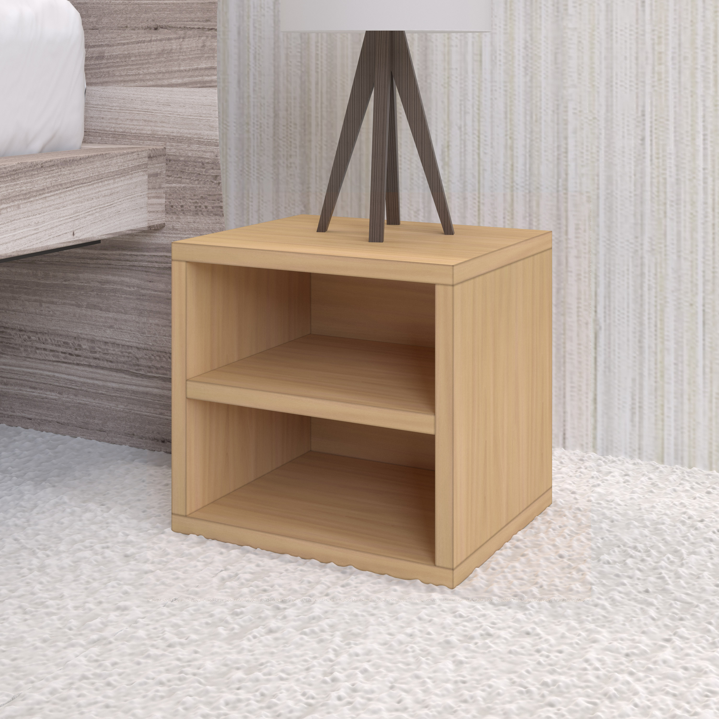 Way Basics Eco Stackable Connect Storage Cube with Shelf - Natural