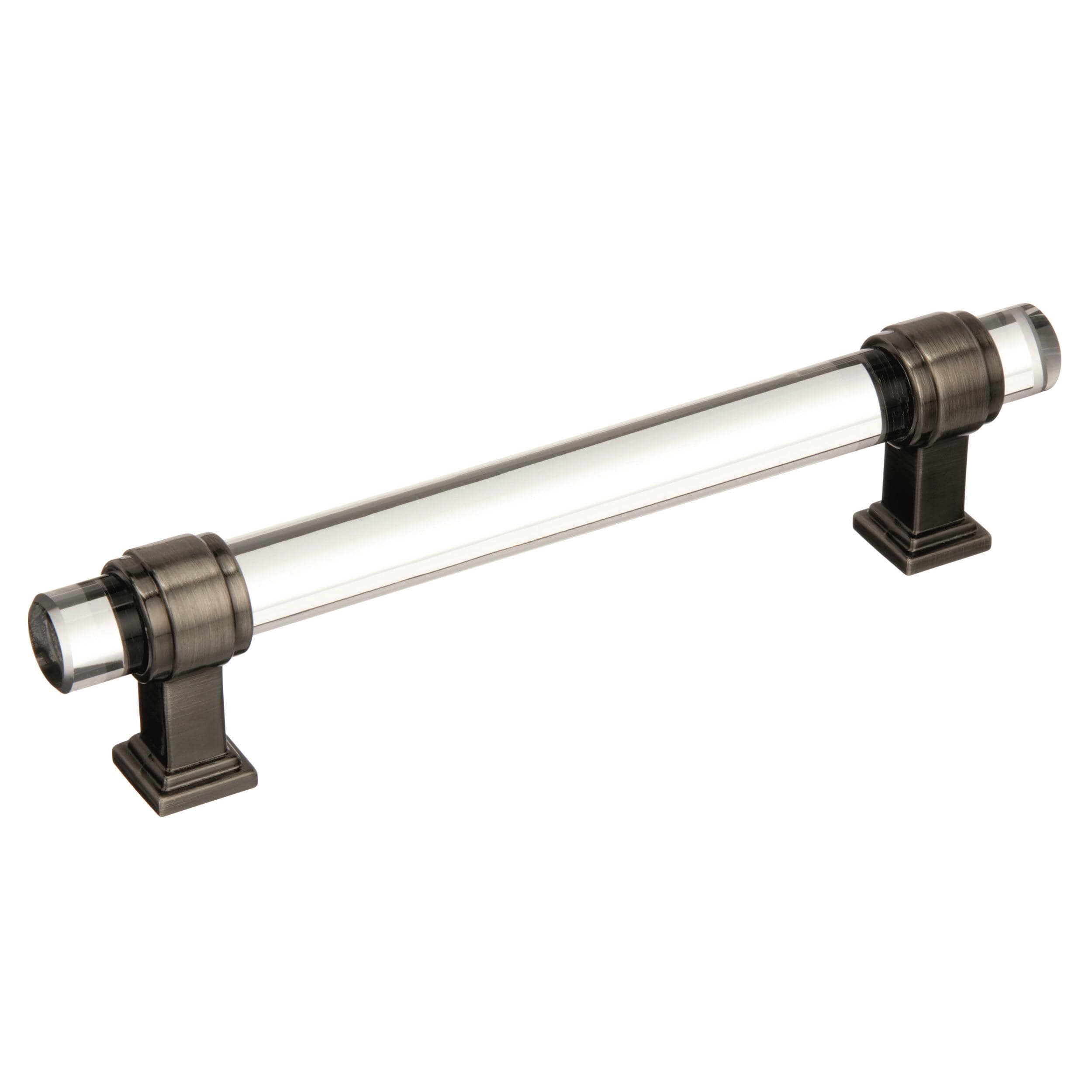 Amerock BP36655CGM Glacio 5-1/16-in , 128mm Center to Center Clear/Gunmetal Cylindrical Bar