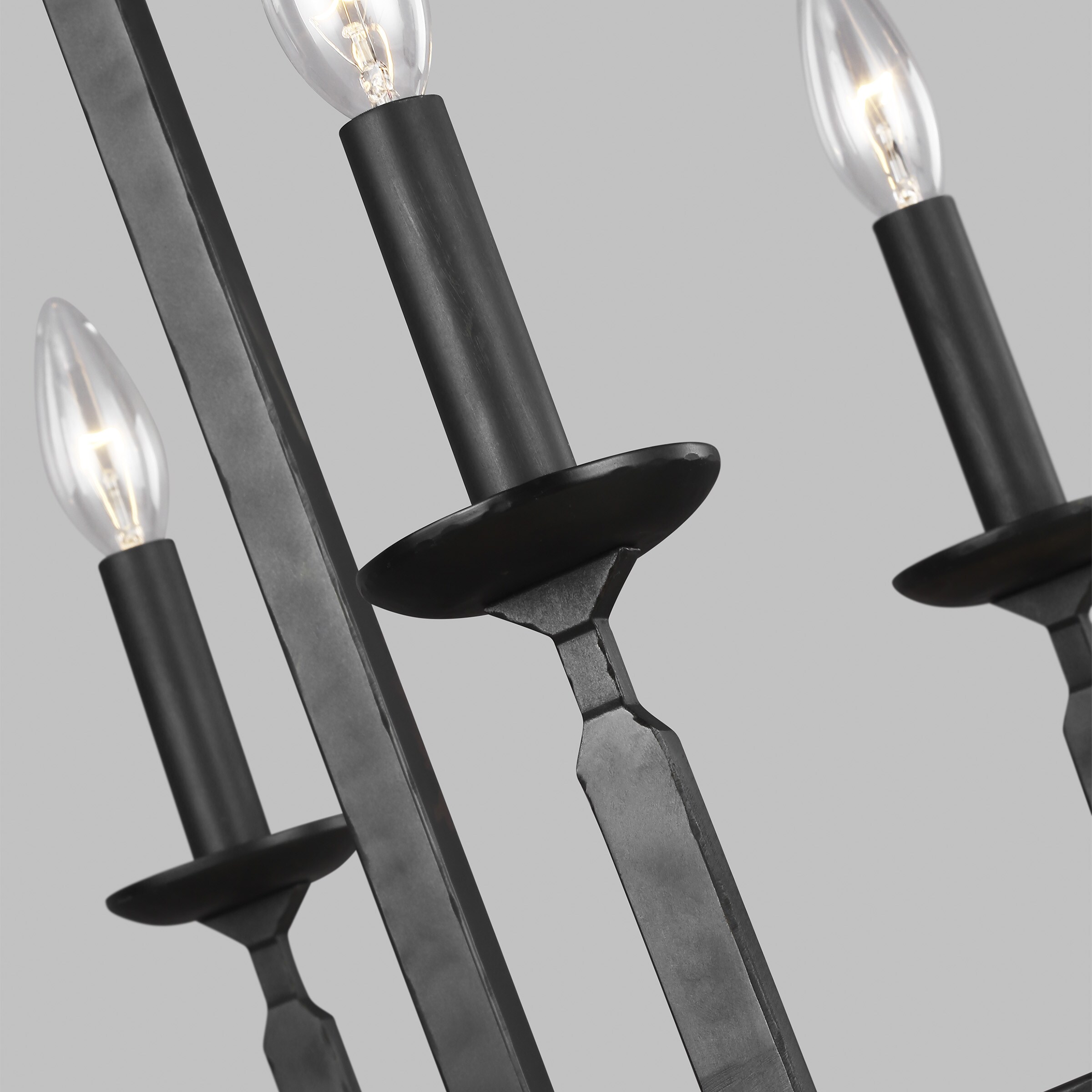 Aged Iron and Crystal 8-Light Candelabra Chandelier