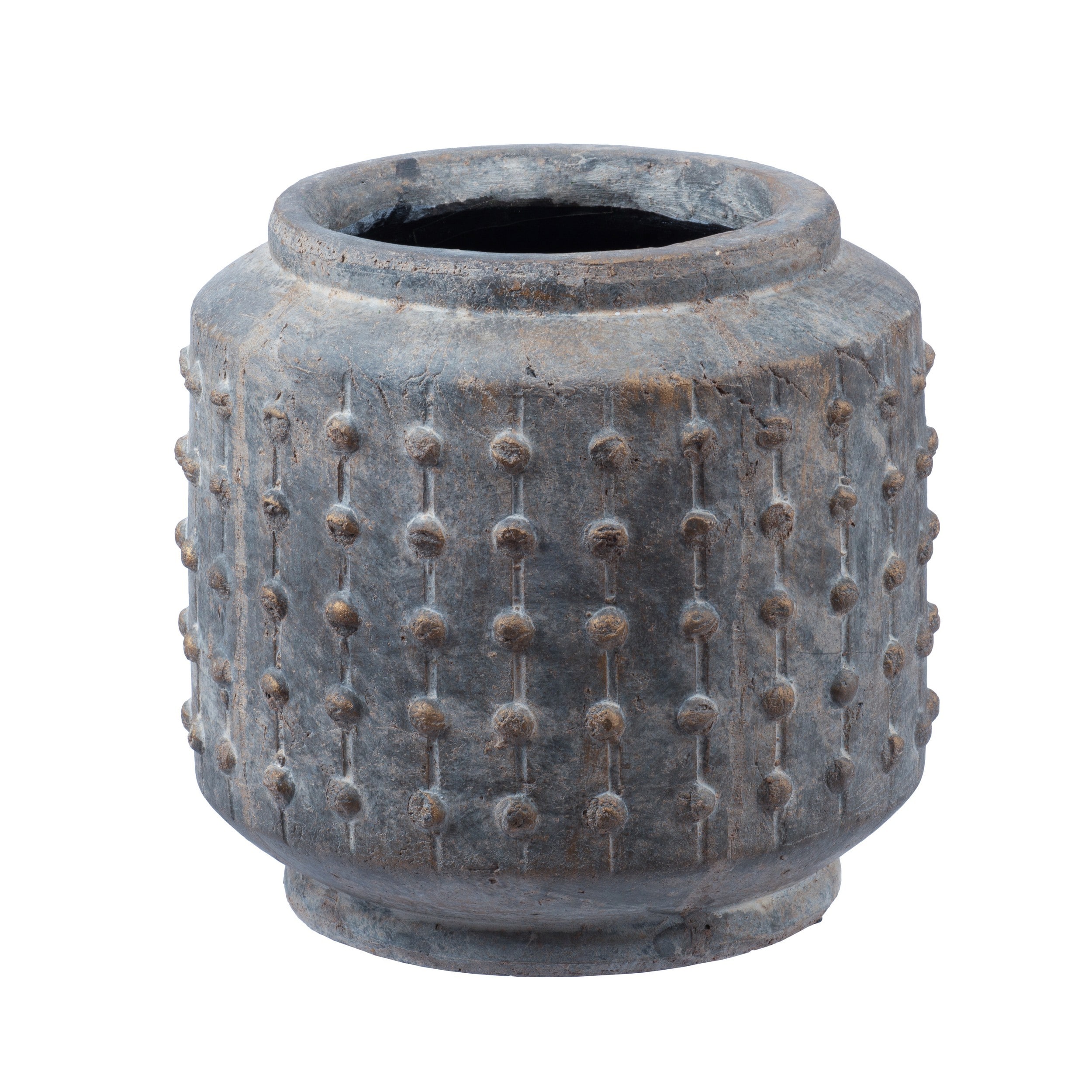 Benzara BM286298 Round 7.5-in W x 7.5-in H Gray Ceramic Indoor/Outdoor Planter