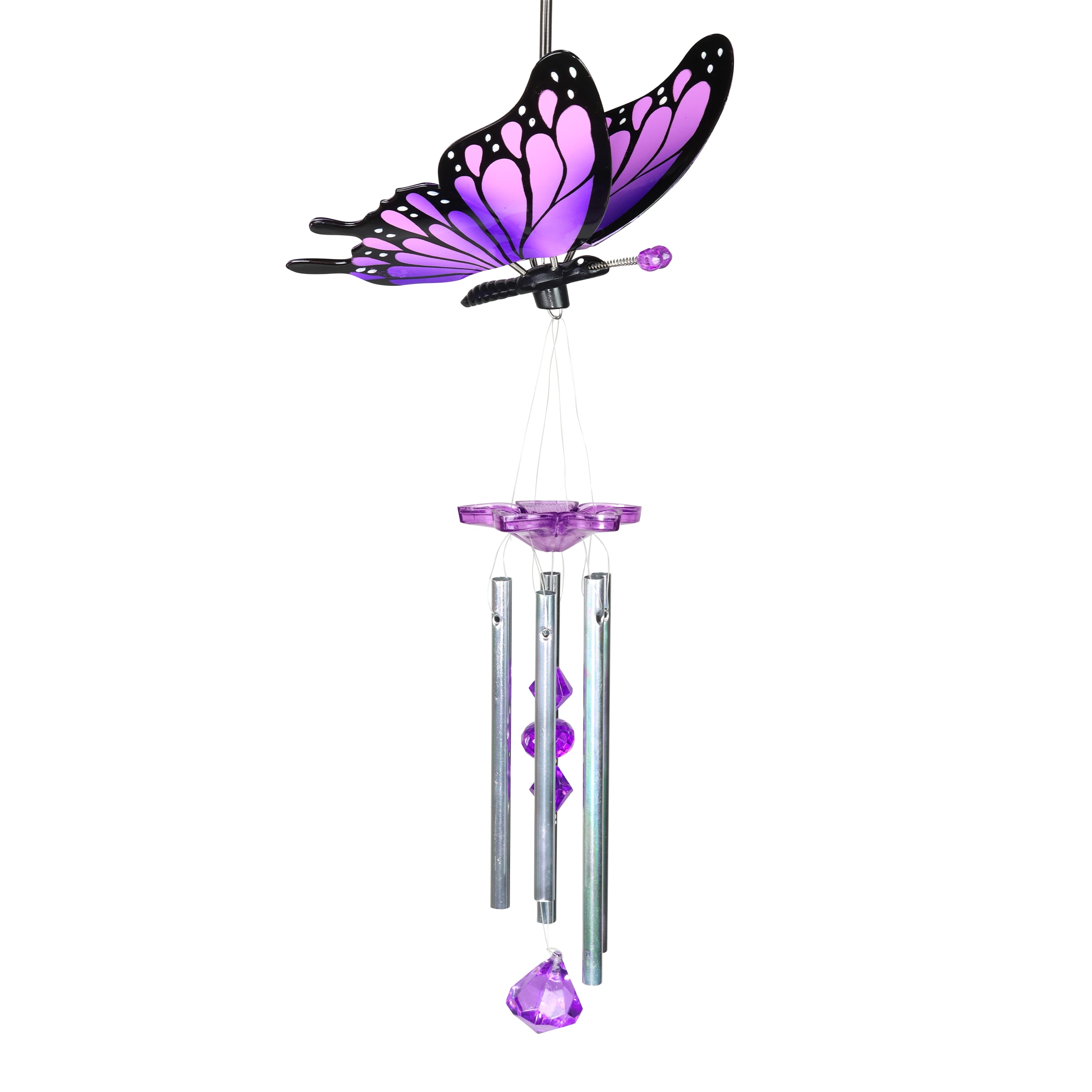 Exhart 40514-L 17.99-in Purple Metal Butterfly Wind Chime