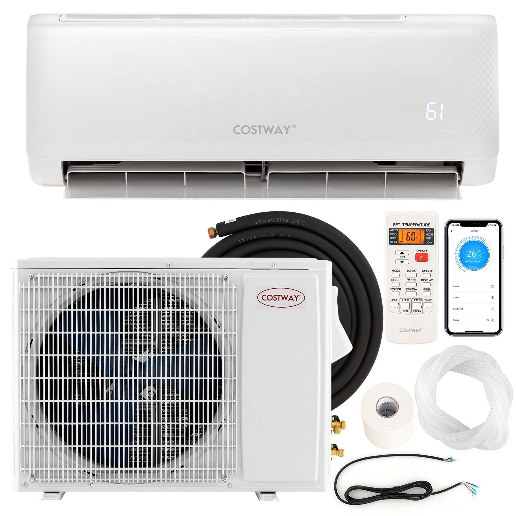 Costway LWS00228 22000-BTU 1500-sq ft 230-Volt White Through-the-Wall Air Conditioner with Heater with Remote