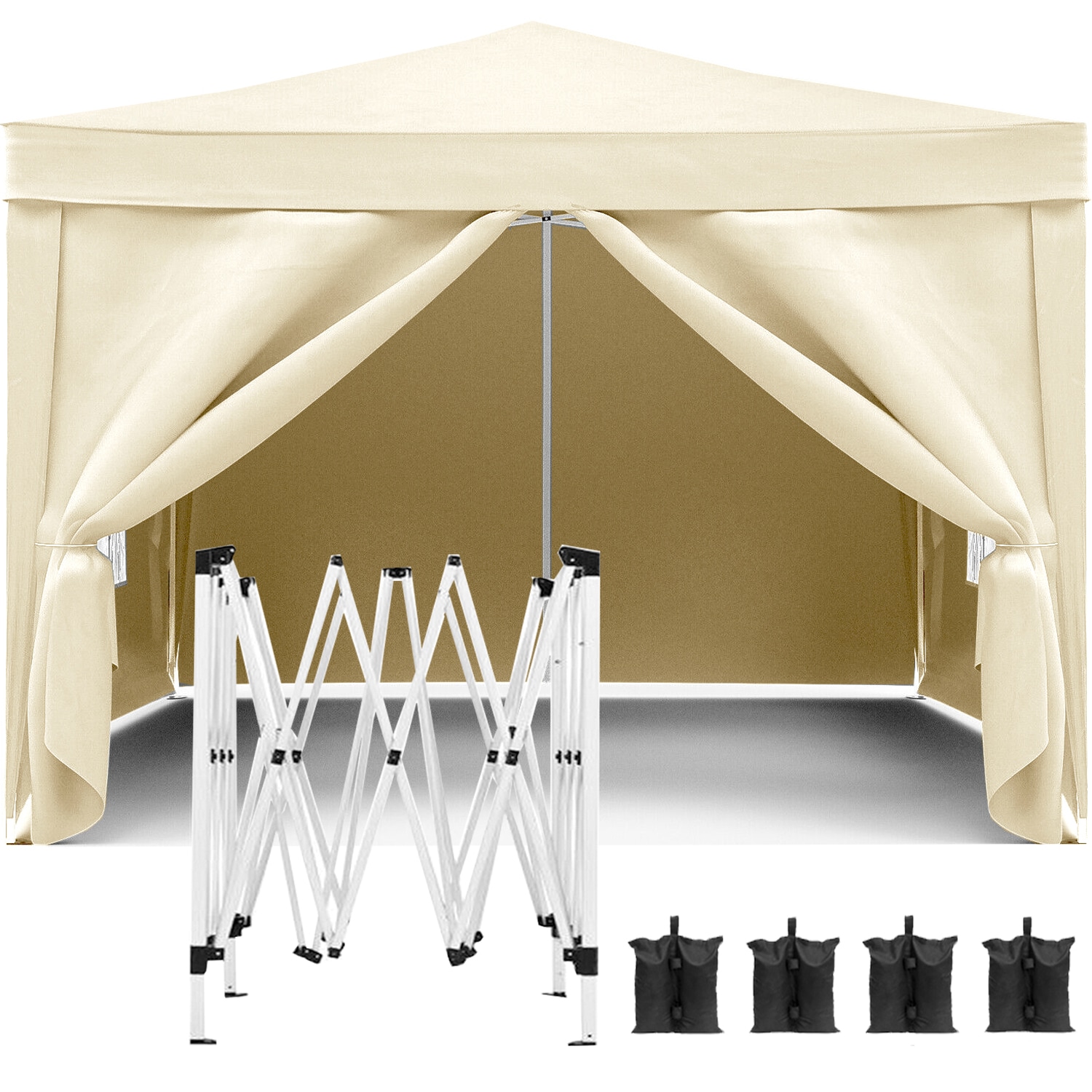WELLFOR TATY0515 9.7-Feet x 9.7-Feet Square Beige Party canopy
