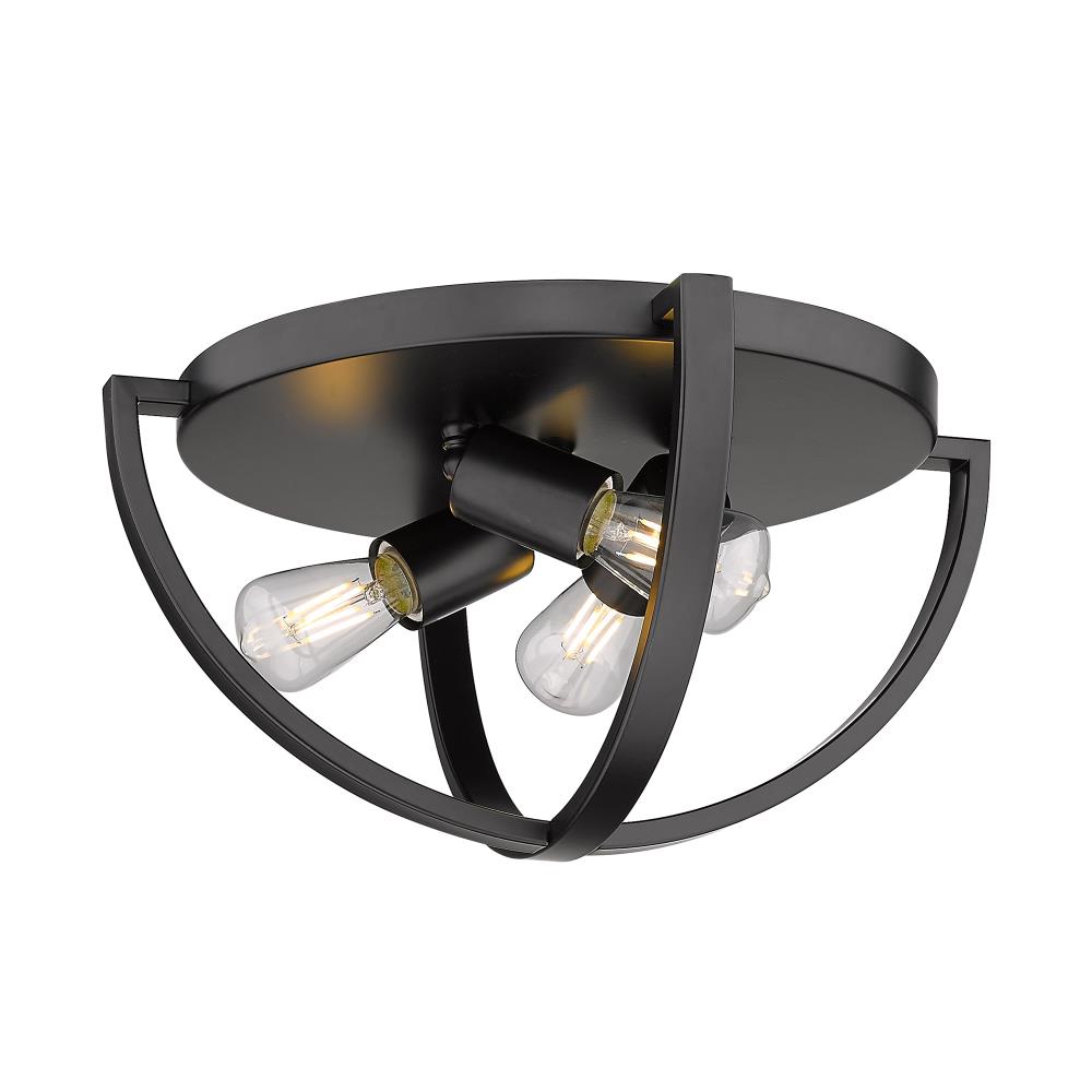 Golden Lighting 3167-FM15 BLK Colson 3 -Light 14.125-in Matte Black Flush Mount Light