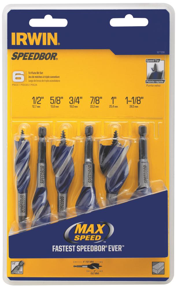 IRWIN Speedbor Max 6Piece x 4in Woodboring Selffeed Drill Bit Set in